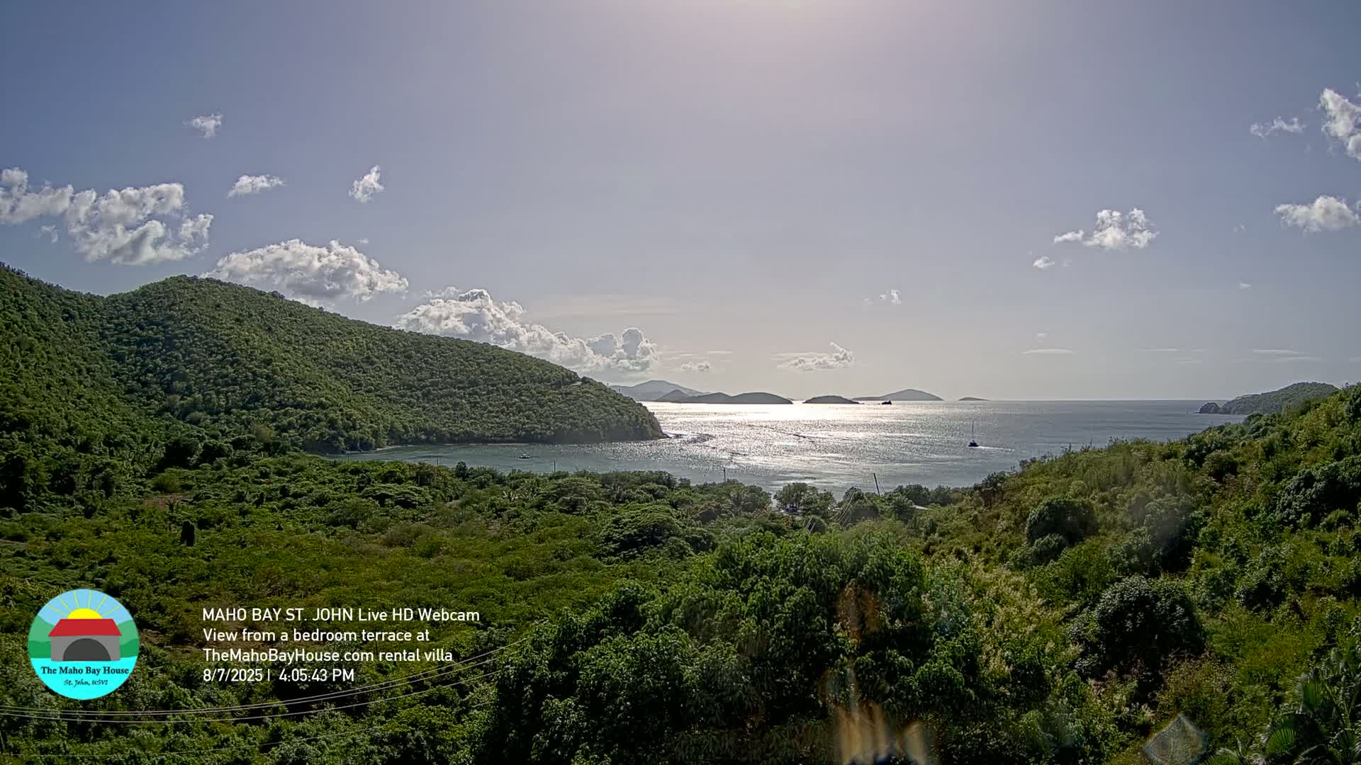 St. John, Maho Bay Skyline Live Cam - Central, St. John, United States Virgin Islands, USA