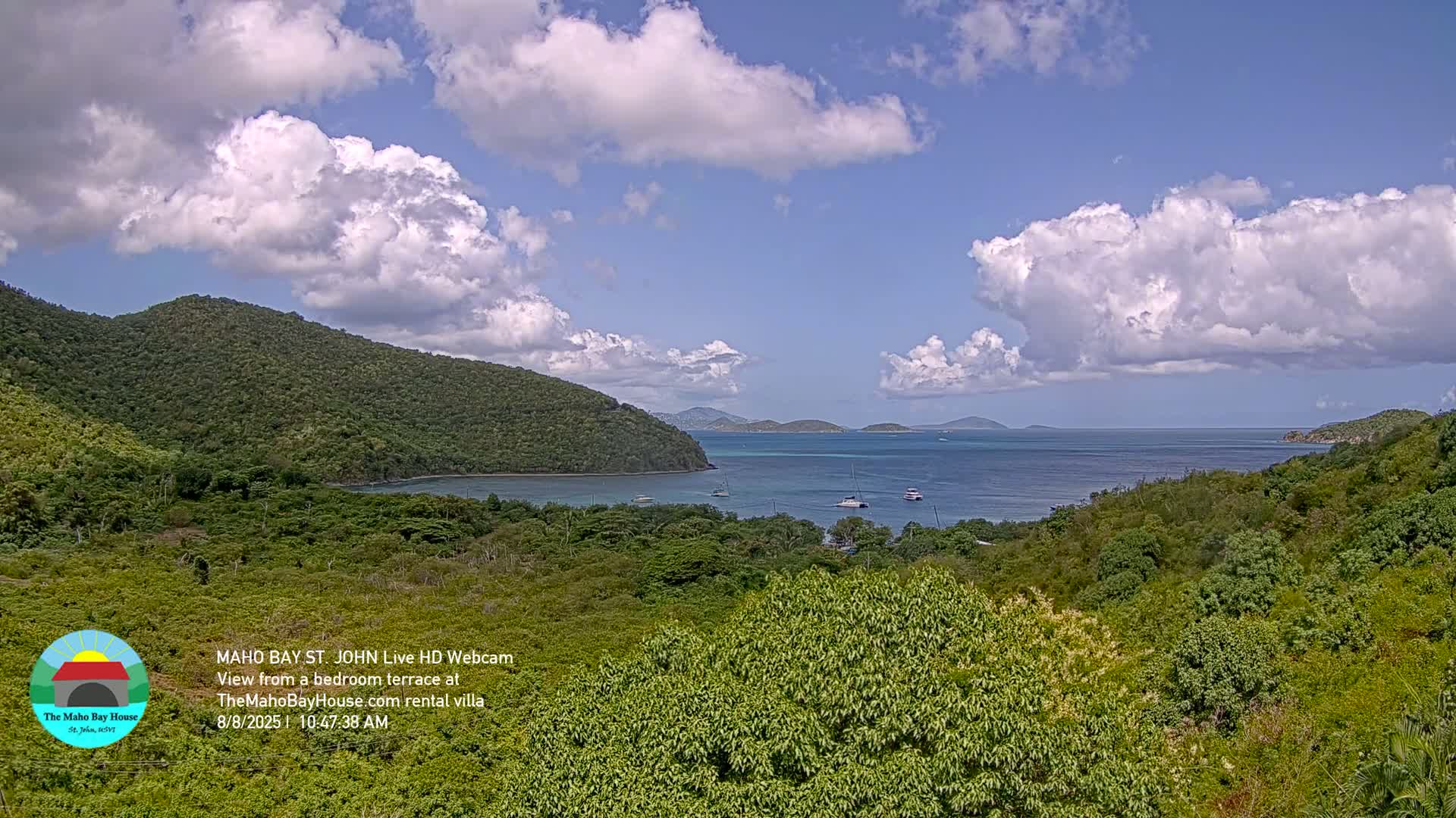 St. John, Maho Bay Skyline Live Cam - Central, St. John, United States Virgin Islands, USA