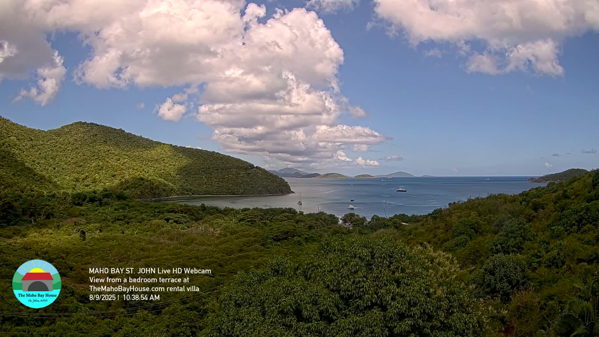 St. John, Maho Bay Skyline Live Cam - Central, St. John, United States Virgin Islands, USA