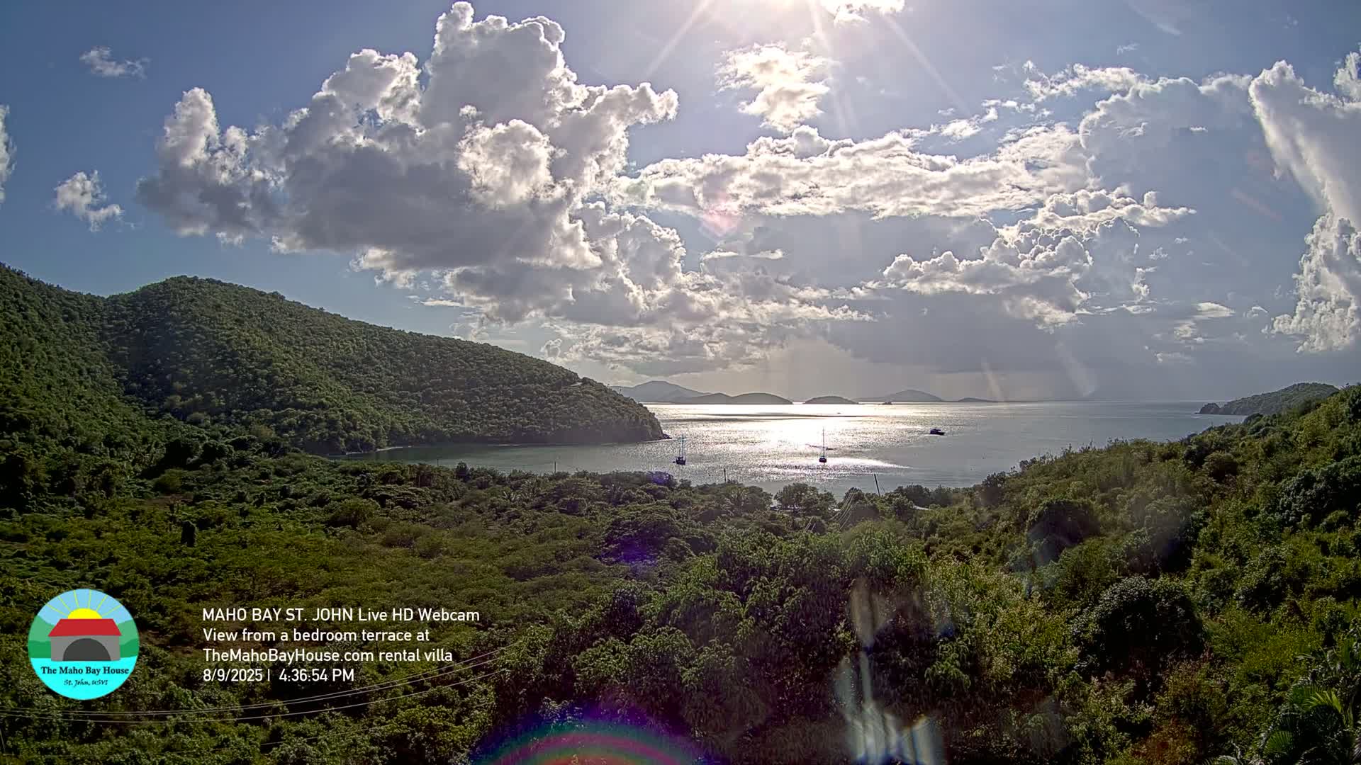 St. John, Maho Bay Skyline Live Cam - Central, St. John, United States Virgin Islands, USA