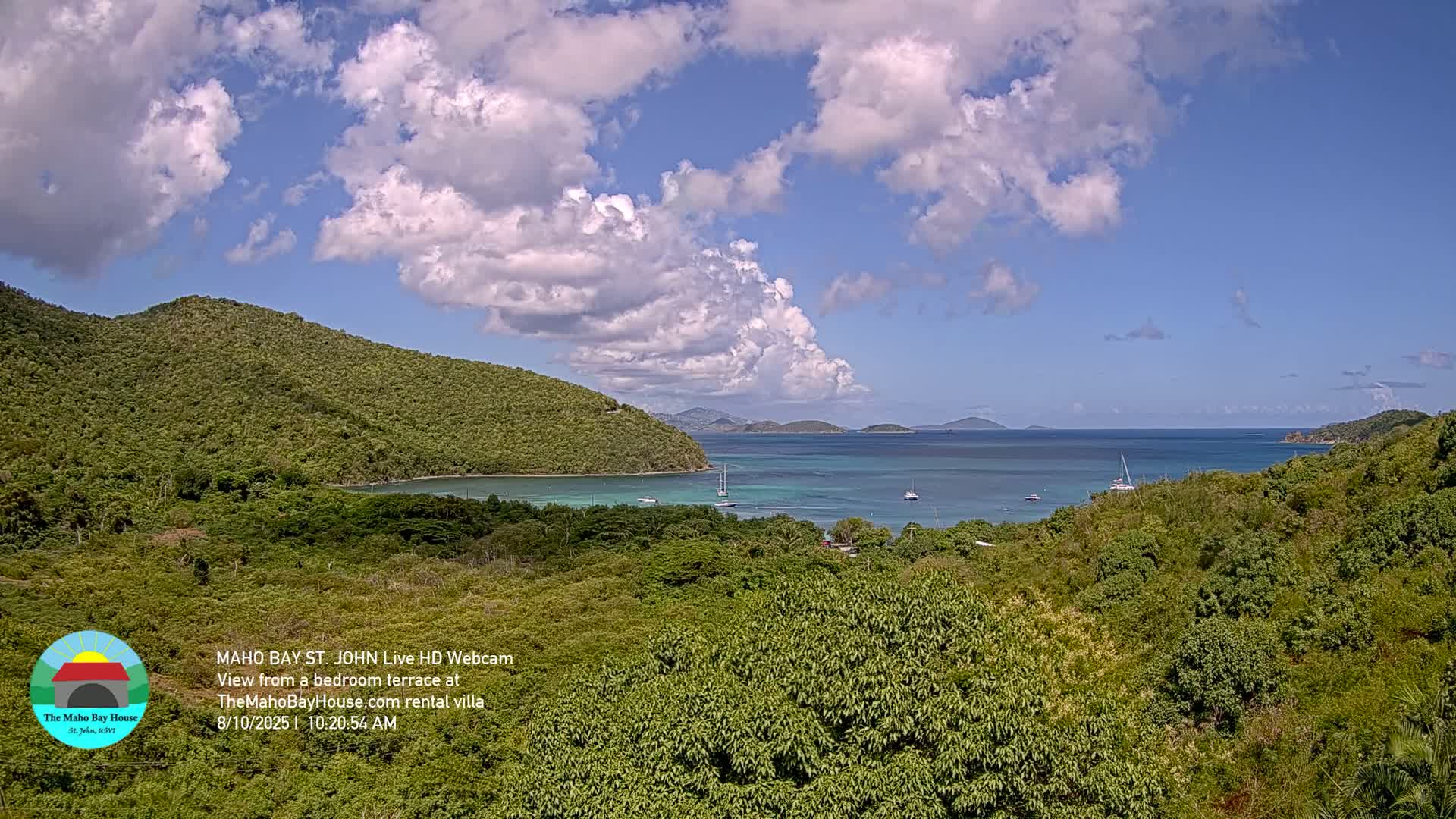 St. John, Maho Bay Skyline Live Cam - Central, St. John, United States Virgin Islands, USA