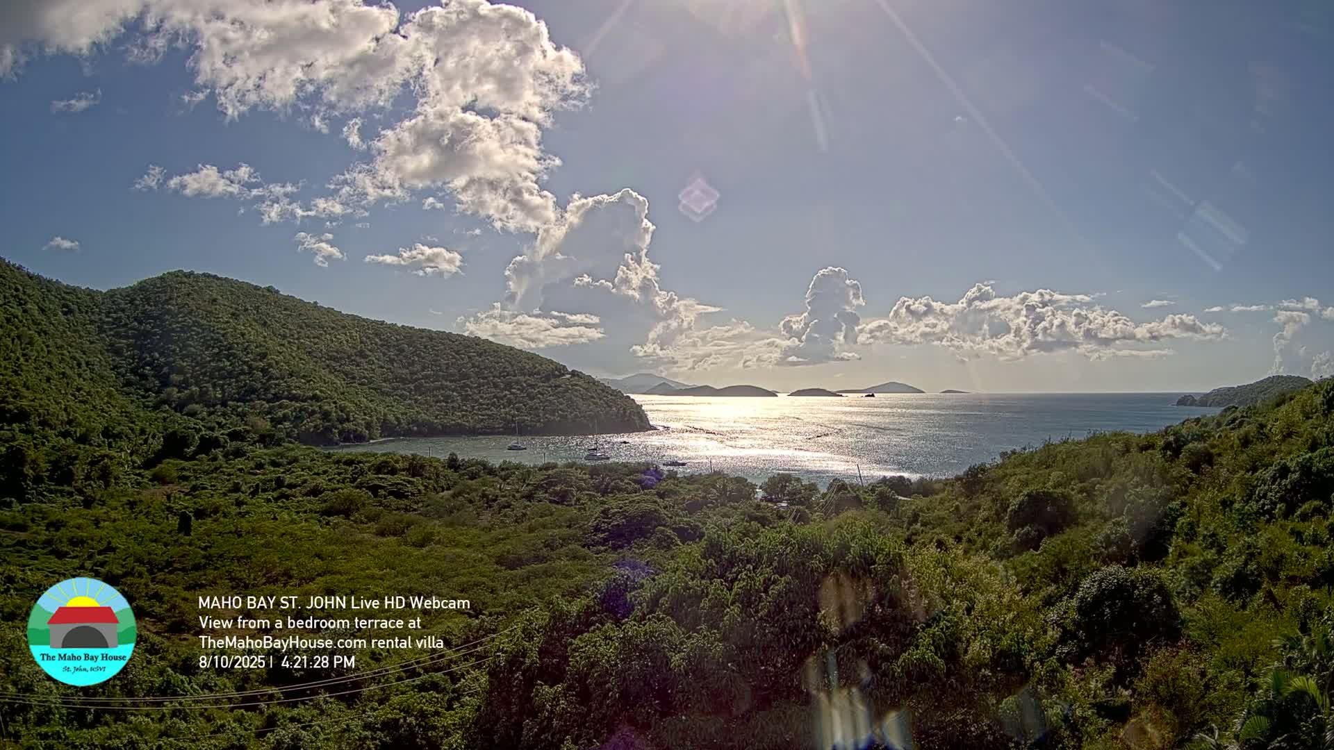 St. John, Maho Bay Skyline Live Cam - Central, St. John, United States Virgin Islands, USA