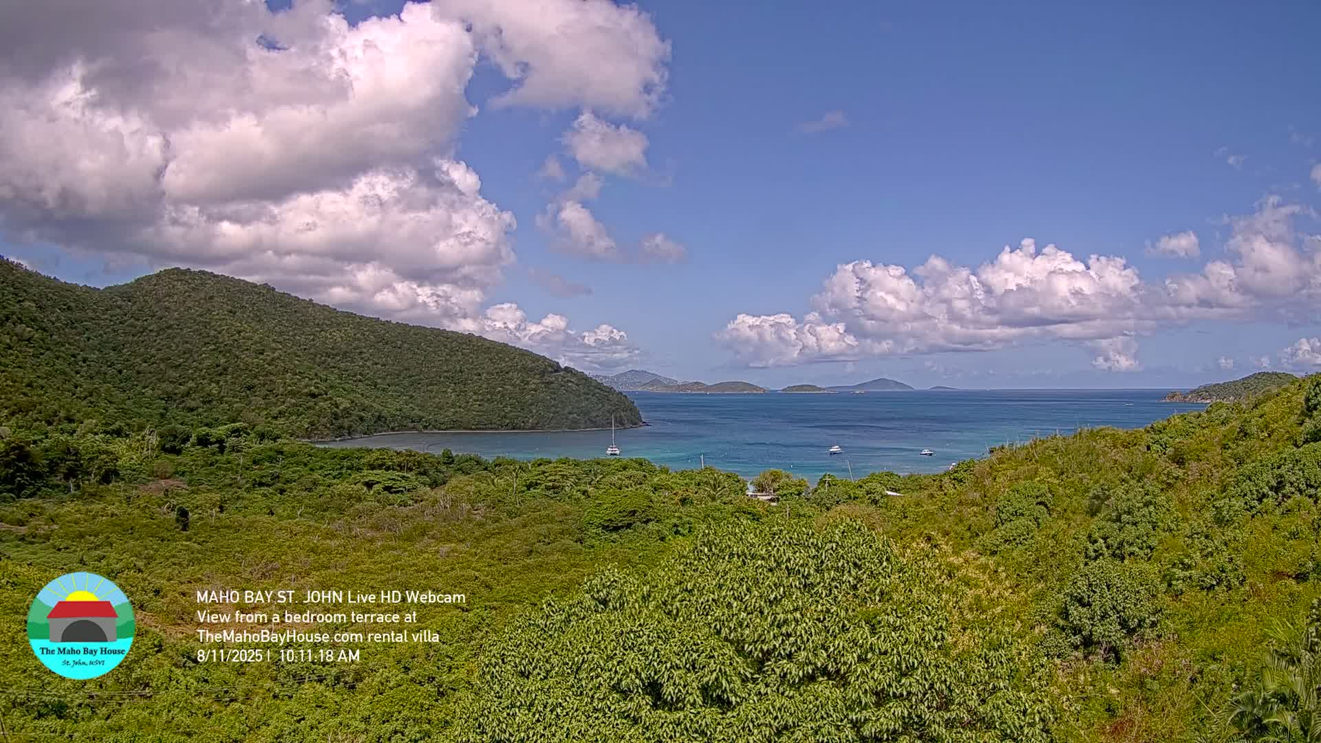 St. John, Maho Bay Skyline Live Cam - Central, St. John, United States Virgin Islands, USA