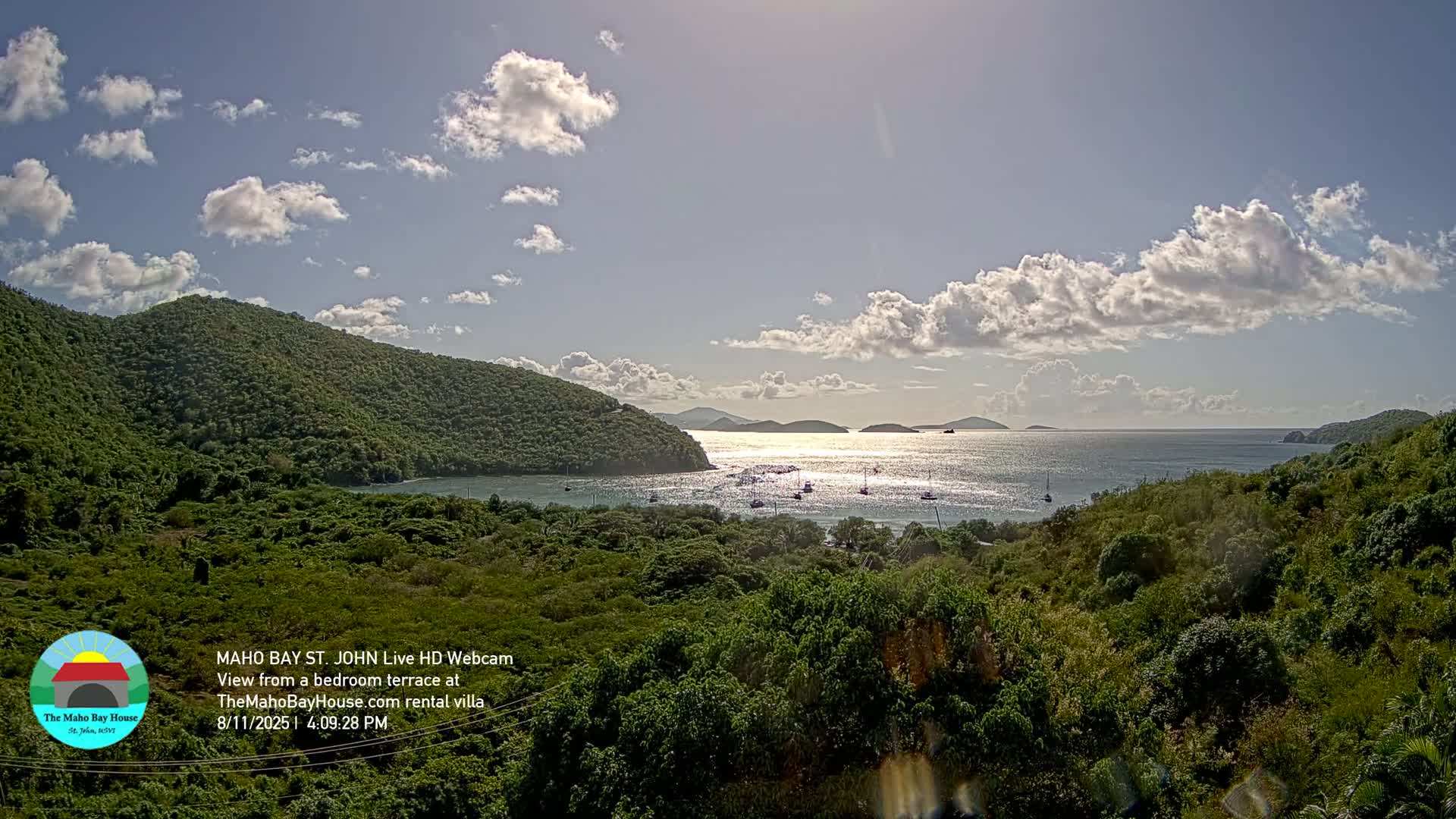 St. John, Maho Bay Skyline Live Cam - Central, St. John, United States Virgin Islands, USA
