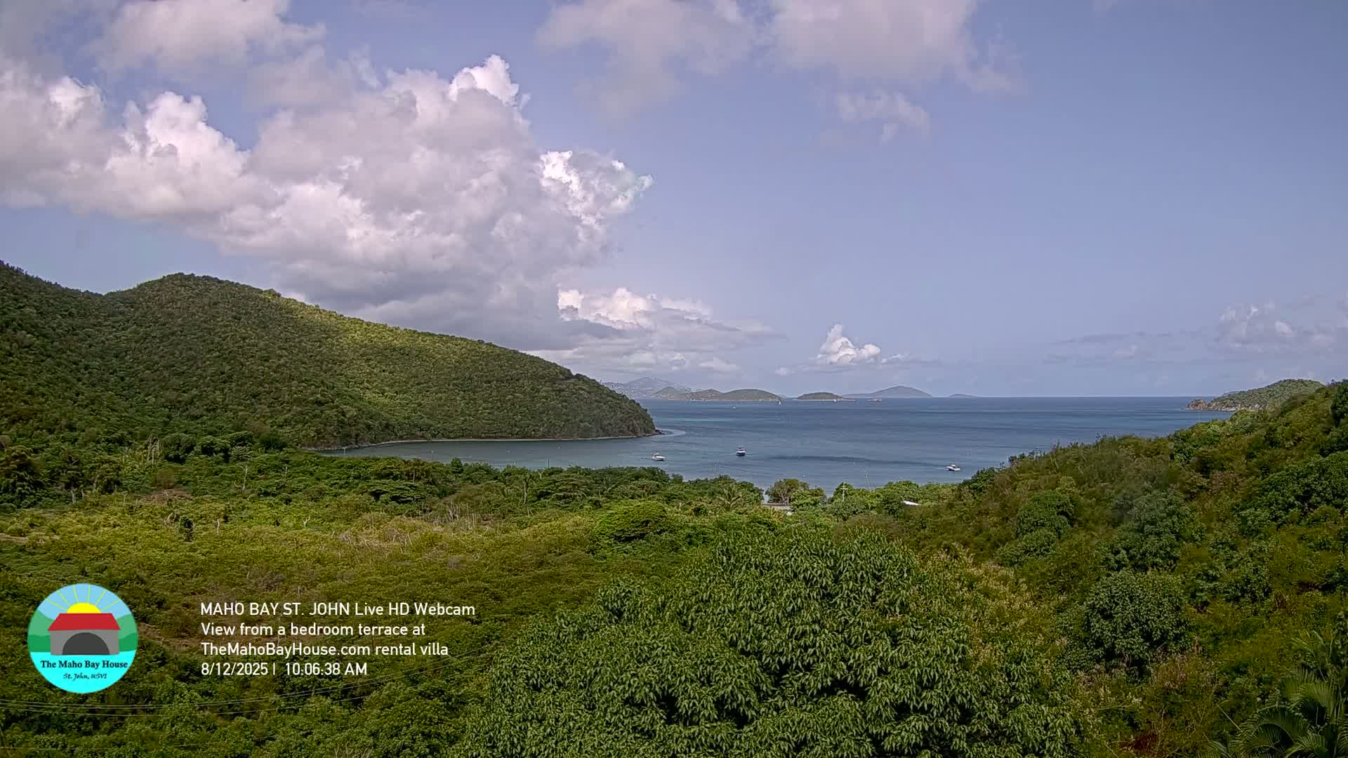 St. John, Maho Bay Skyline Live Cam - Central, St. John, United States Virgin Islands, USA