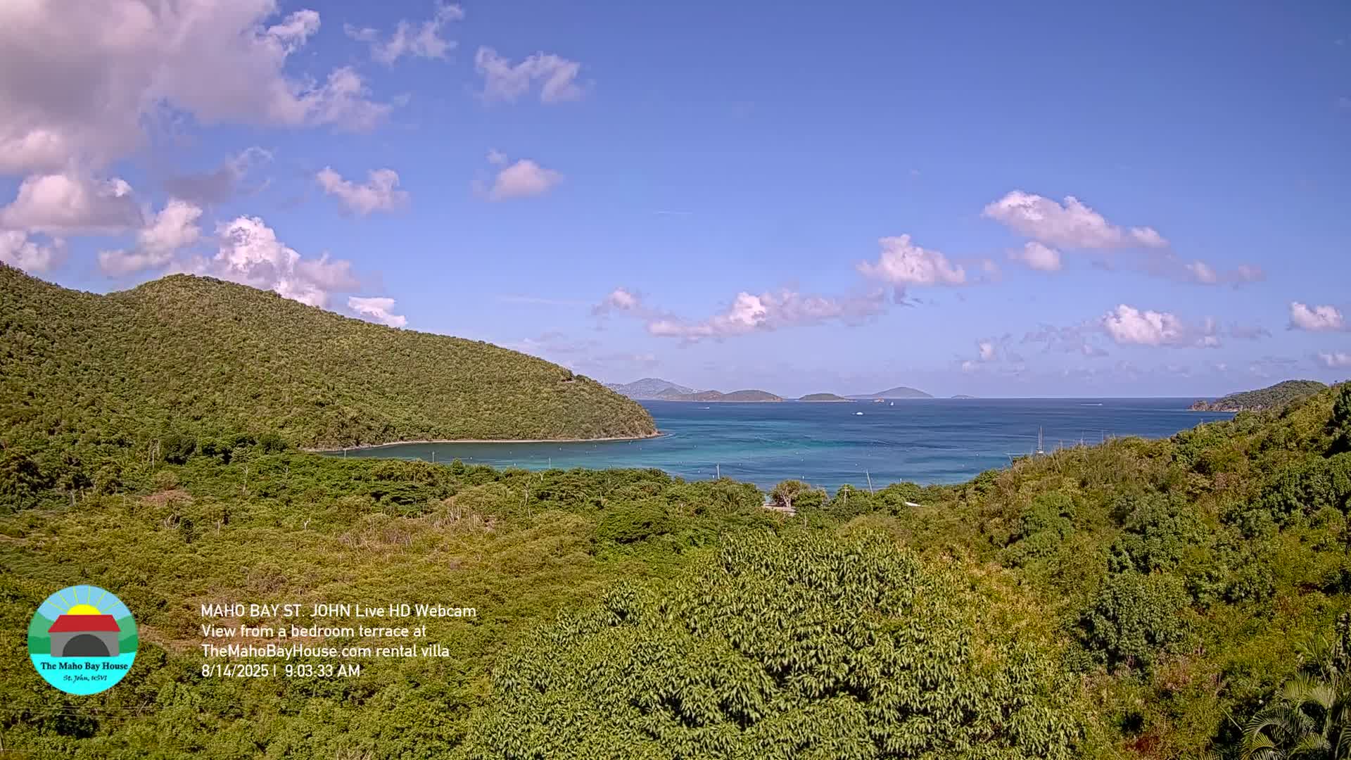 St. John, Maho Bay Skyline Live Cam - Central, St. John, United States Virgin Islands, USA