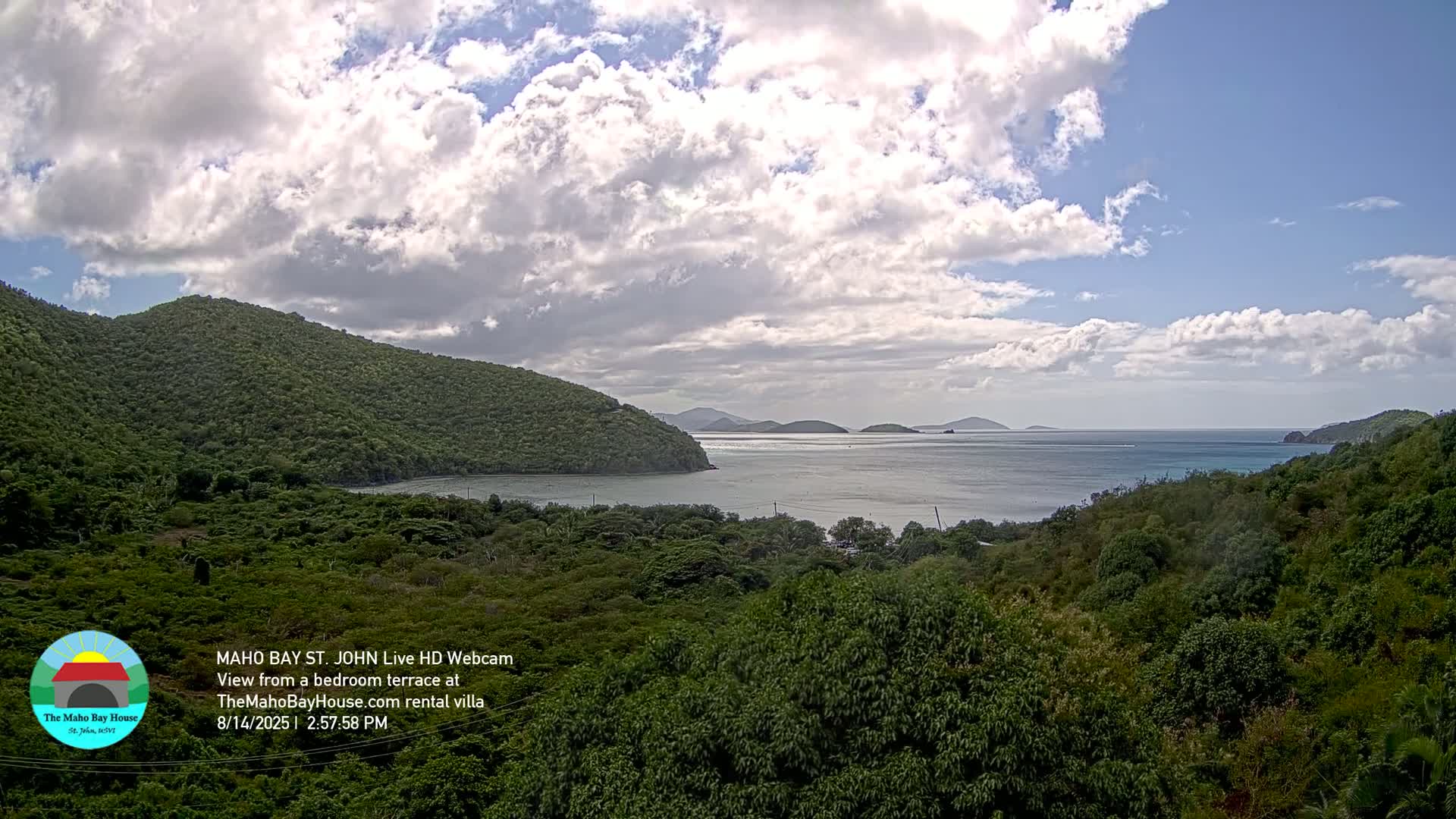 St. John, Maho Bay Skyline Live Cam - Central, St. John, United States Virgin Islands, USA