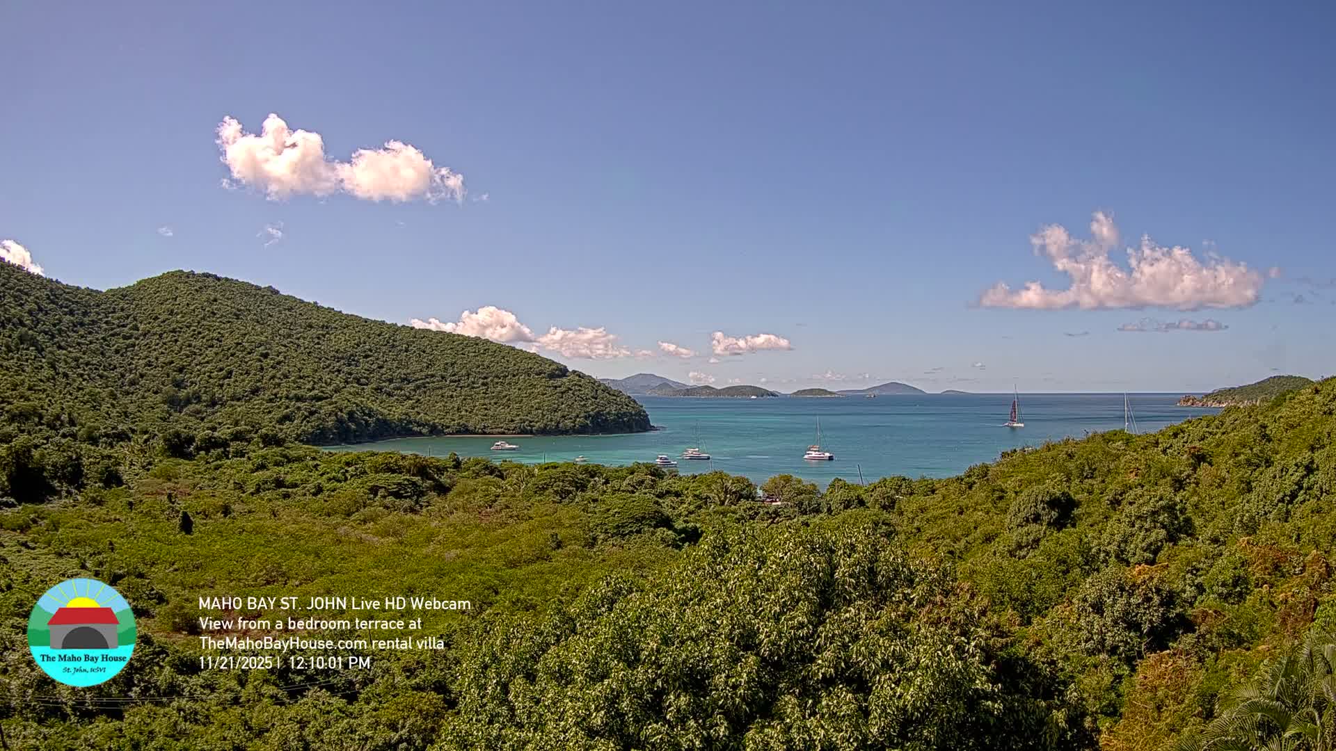 St. John, Maho Bay Skyline Live Cam - Central, St. John, United States Virgin Islands, USA