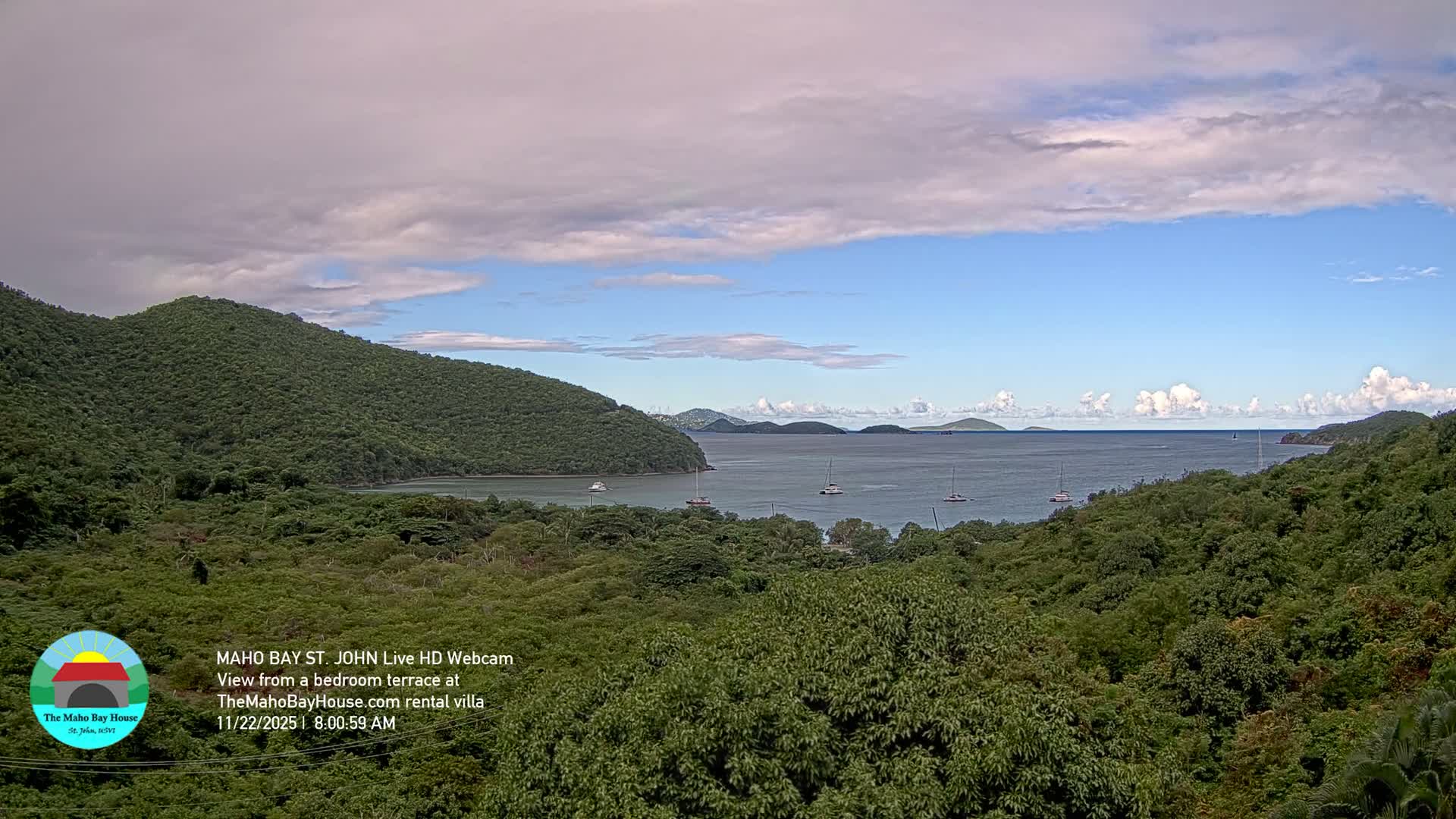 St. John, Maho Bay Skyline Live Cam - Central, St. John, United States Virgin Islands, USA