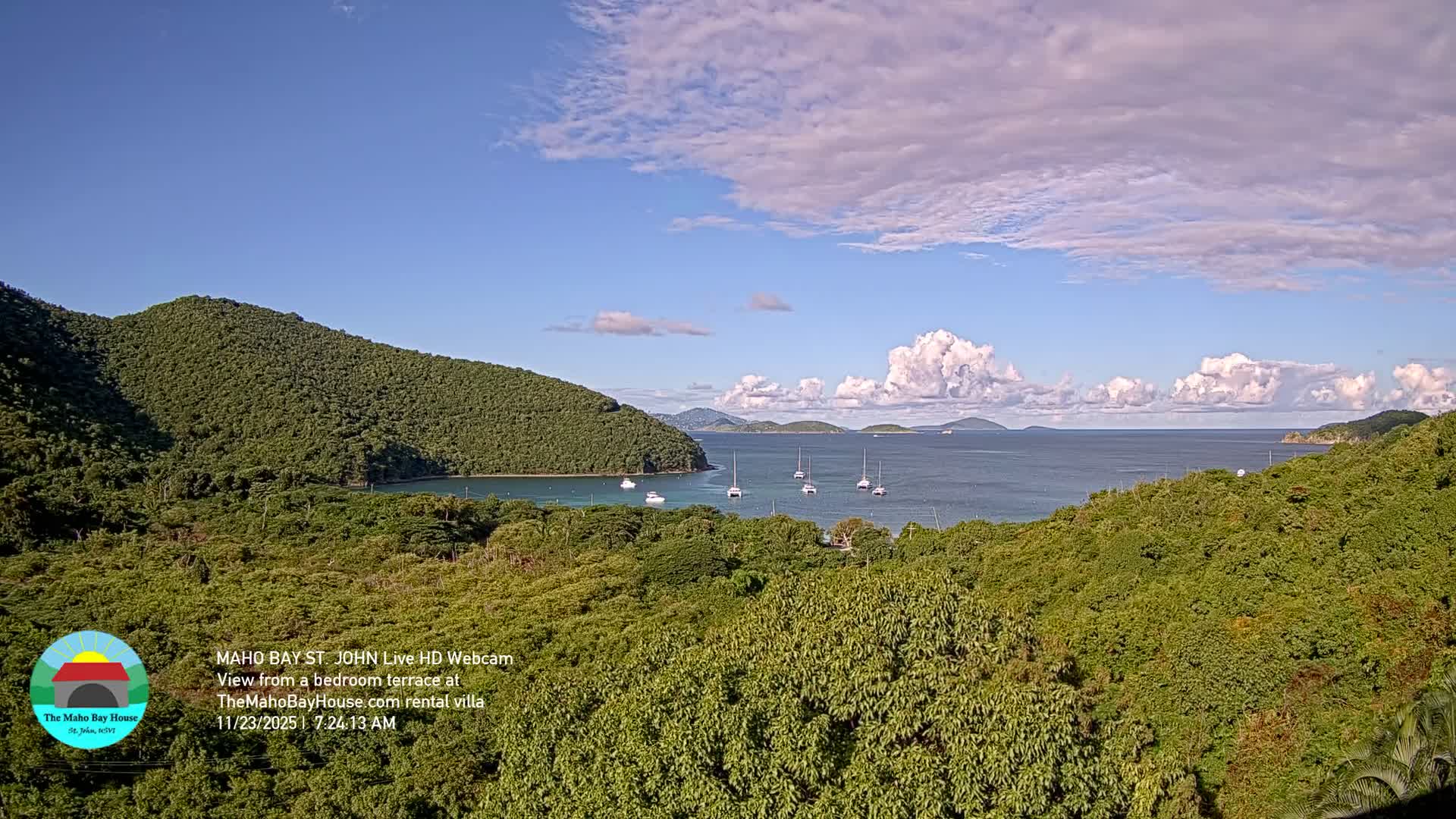 St. John, Maho Bay Skyline Live Cam - Central, St. John, United States Virgin Islands, USA