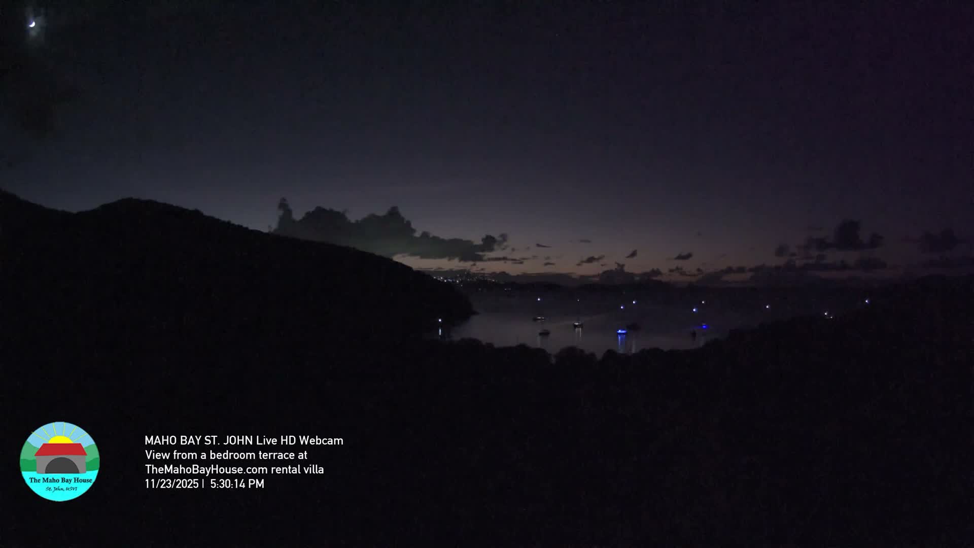 St. John, Maho Bay Skyline Live Cam - Central, St. John, United States Virgin Islands, USA