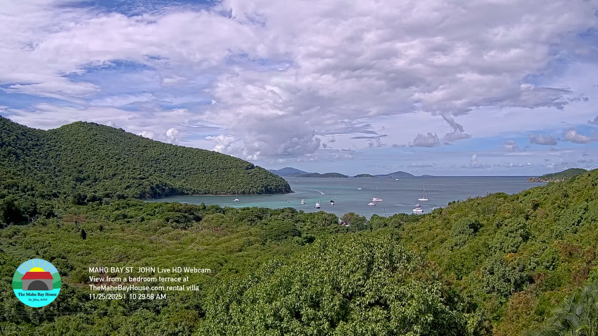 St. John, Maho Bay Skyline Live Cam - Central, St. John, United States Virgin Islands, USA