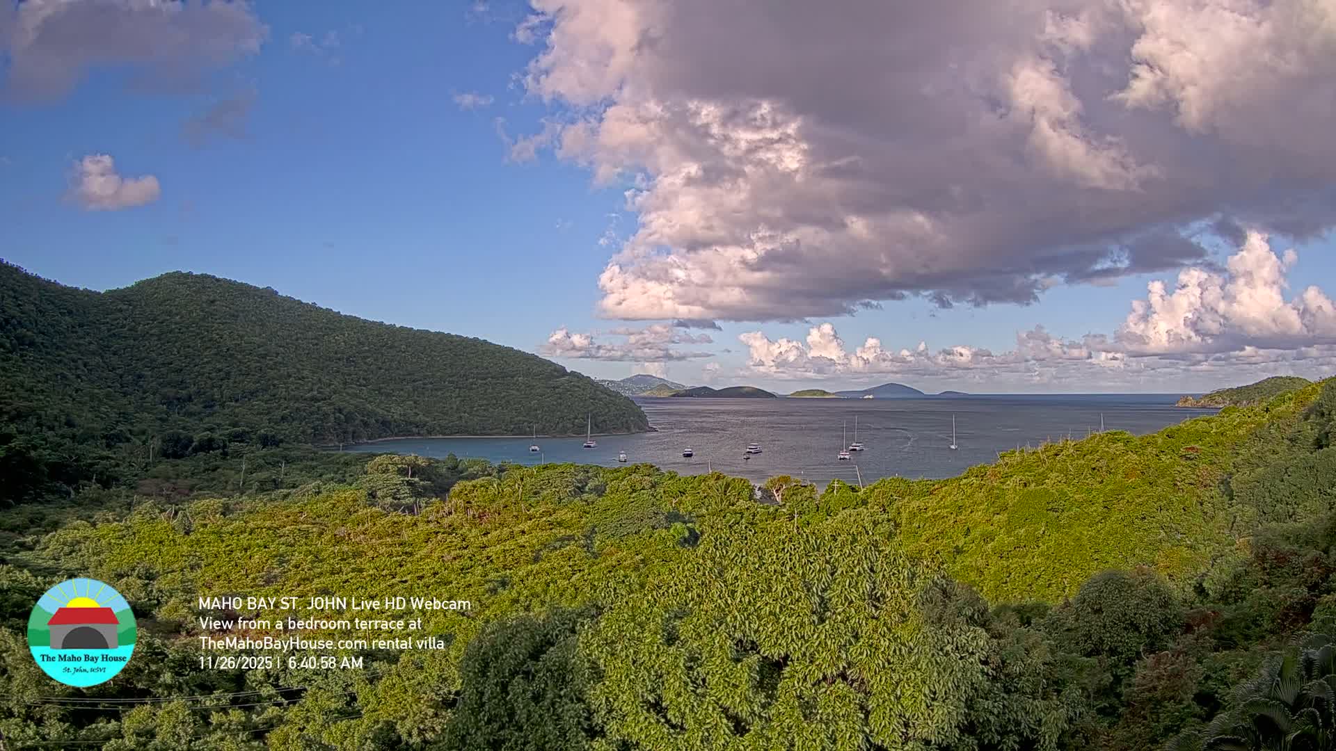 St. John, Maho Bay Skyline Live Cam - Central, St. John, United States Virgin Islands, USA