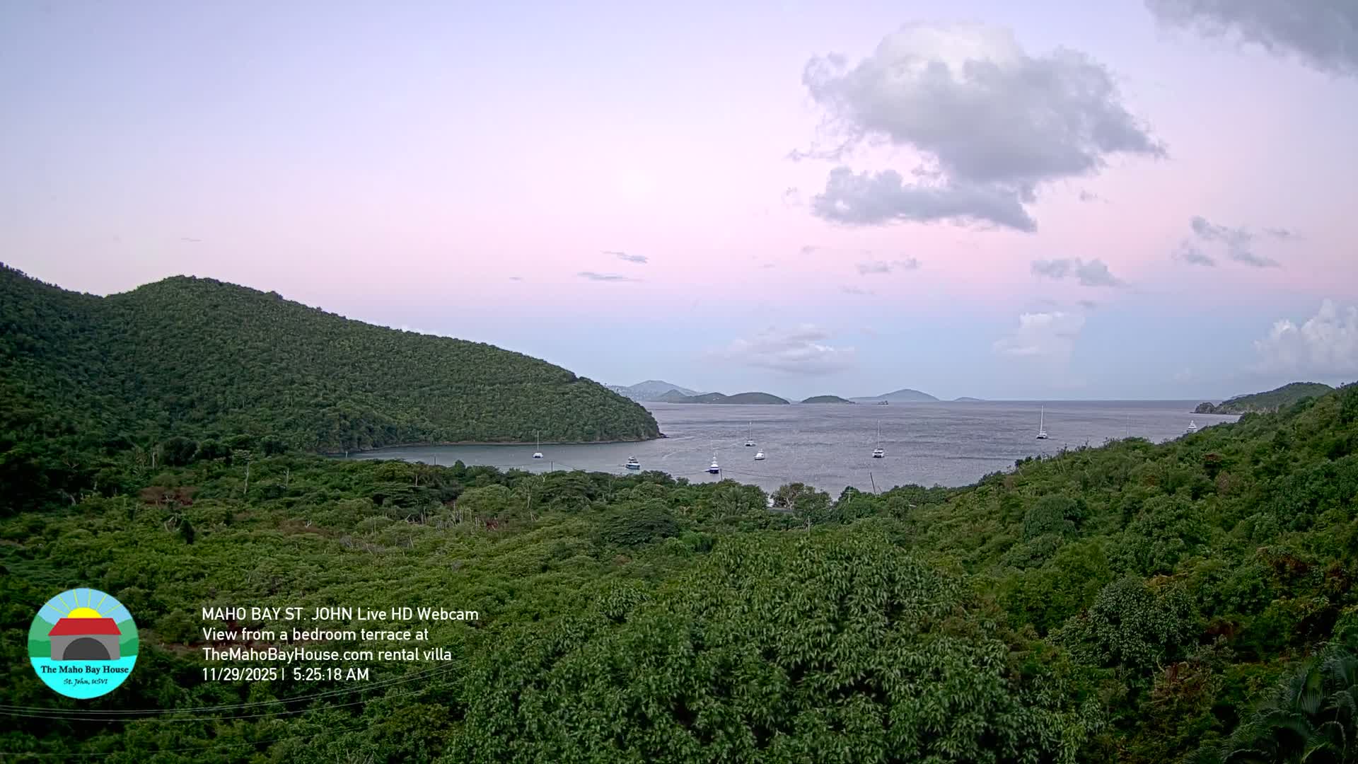 St. John, Maho Bay Skyline Live Cam - Central, St. John, United States Virgin Islands, USA