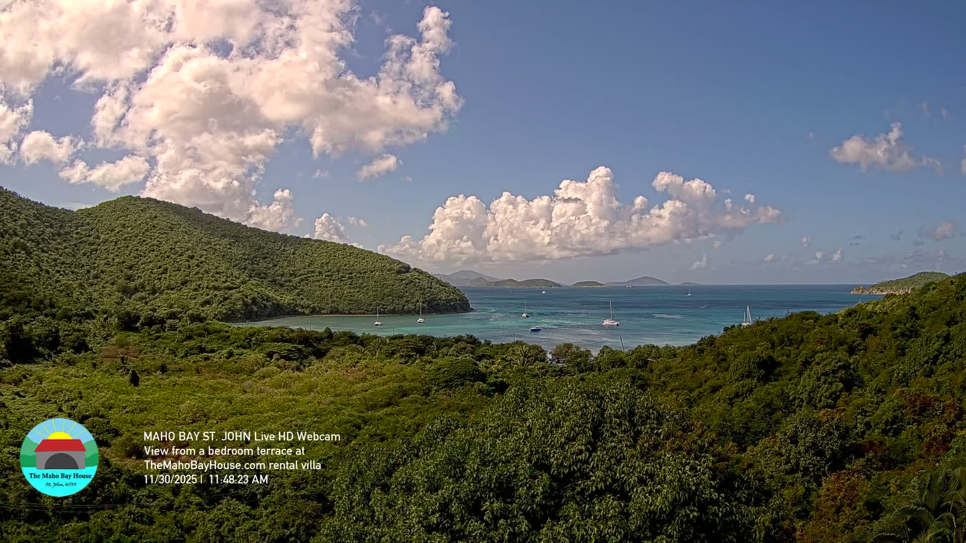 St. John, Maho Bay Skyline Live Cam - Central, St. John, United States Virgin Islands, USA