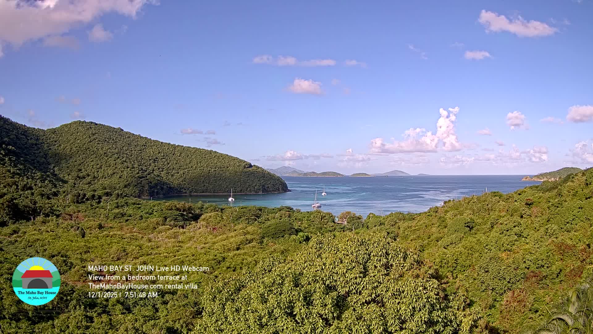 St. John, Maho Bay Skyline Live Cam - Central, St. John, United States Virgin Islands, USA