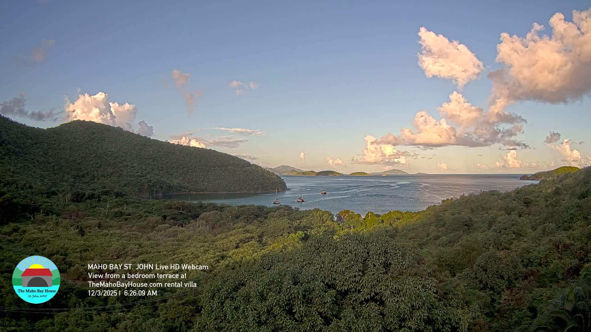 St. John, Maho Bay Skyline Live Cam - Central, St. John, United States Virgin Islands, USA