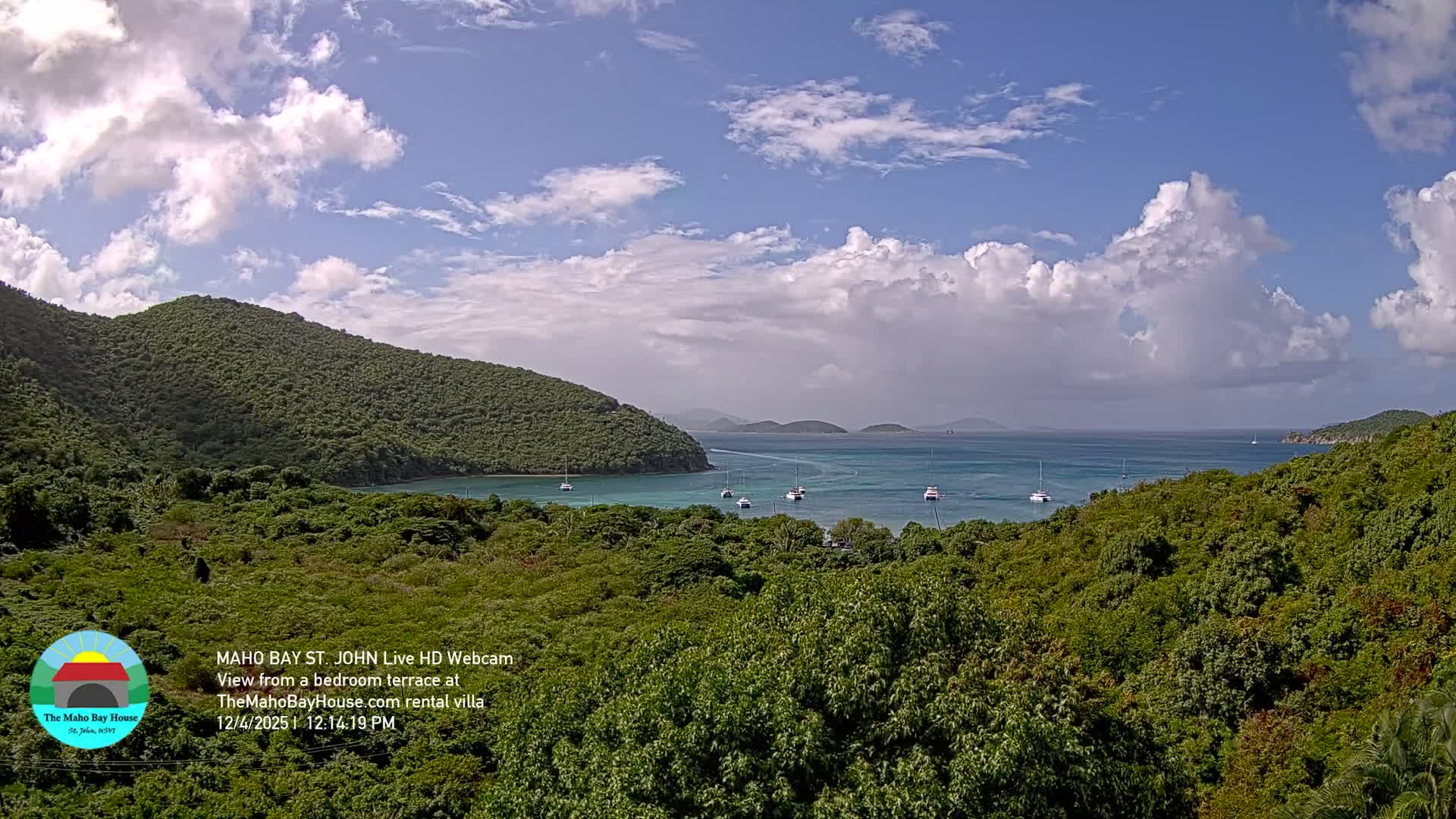 St. John, Maho Bay Skyline Live Cam - Central, St. John, United States Virgin Islands, USA