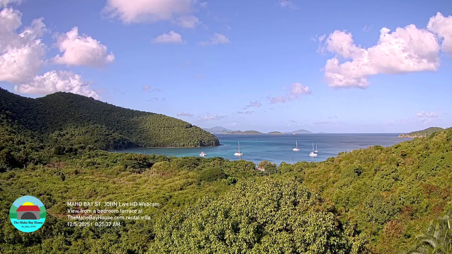 St. John, Maho Bay Skyline Live Cam - Central, St. John, United States Virgin Islands, USA