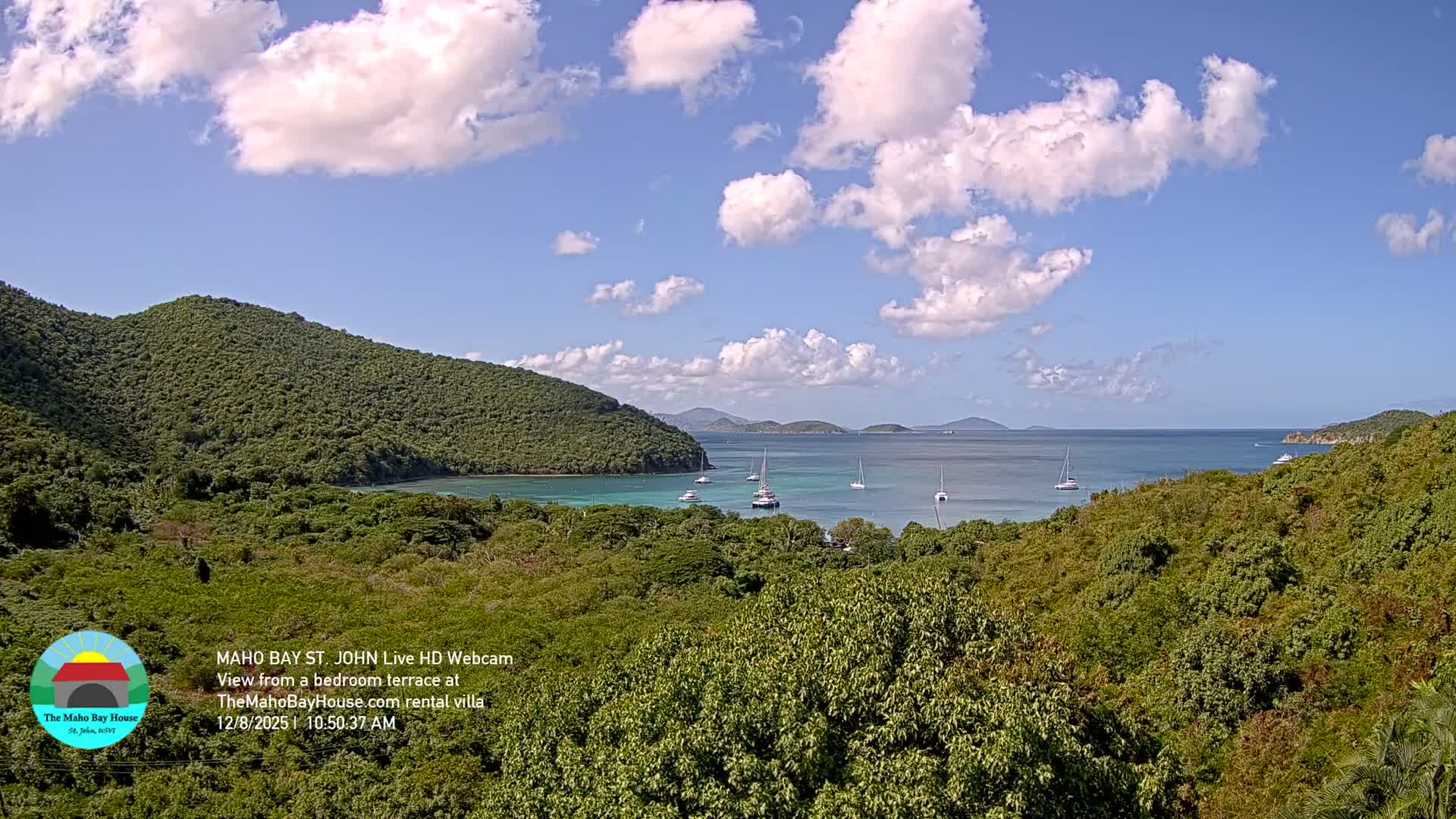 St. John, Maho Bay Skyline Live Cam - Central, St. John, United States Virgin Islands, USA