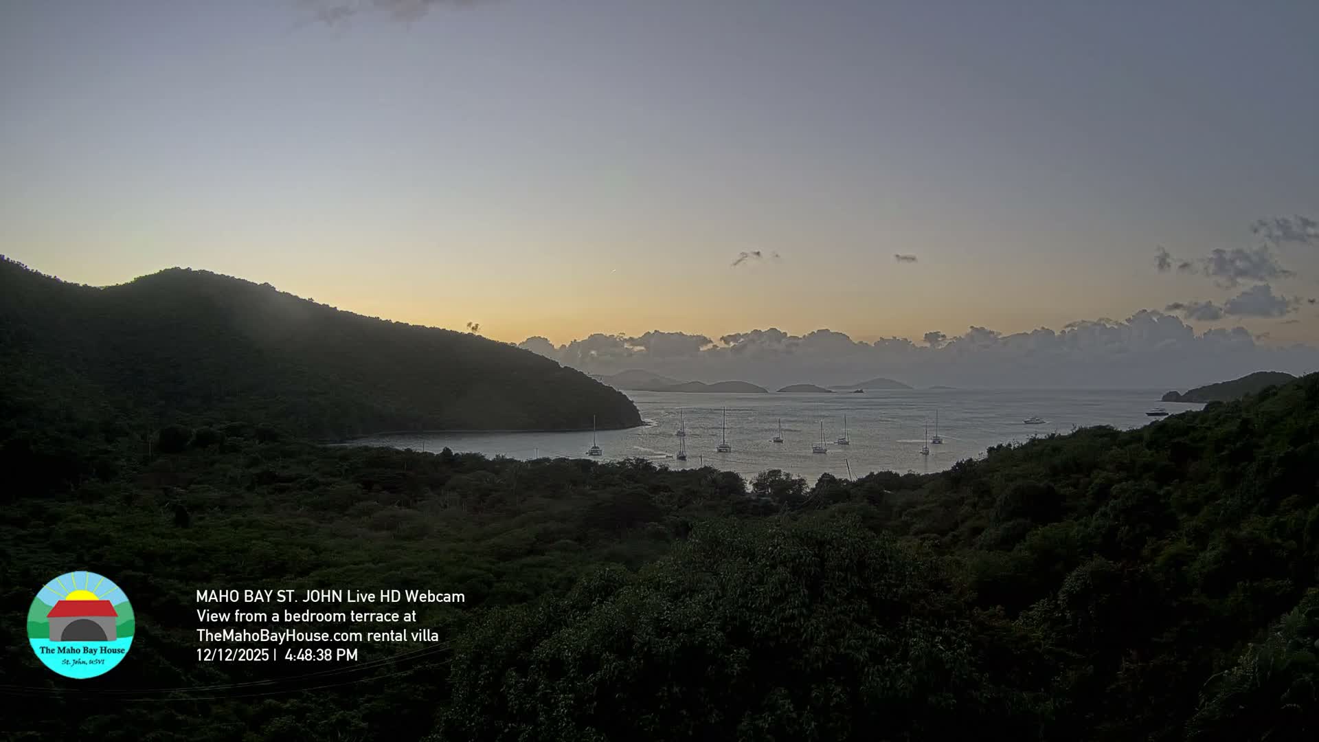 St. John, Maho Bay Skyline Live Cam - Central, St. John, United States Virgin Islands, USA