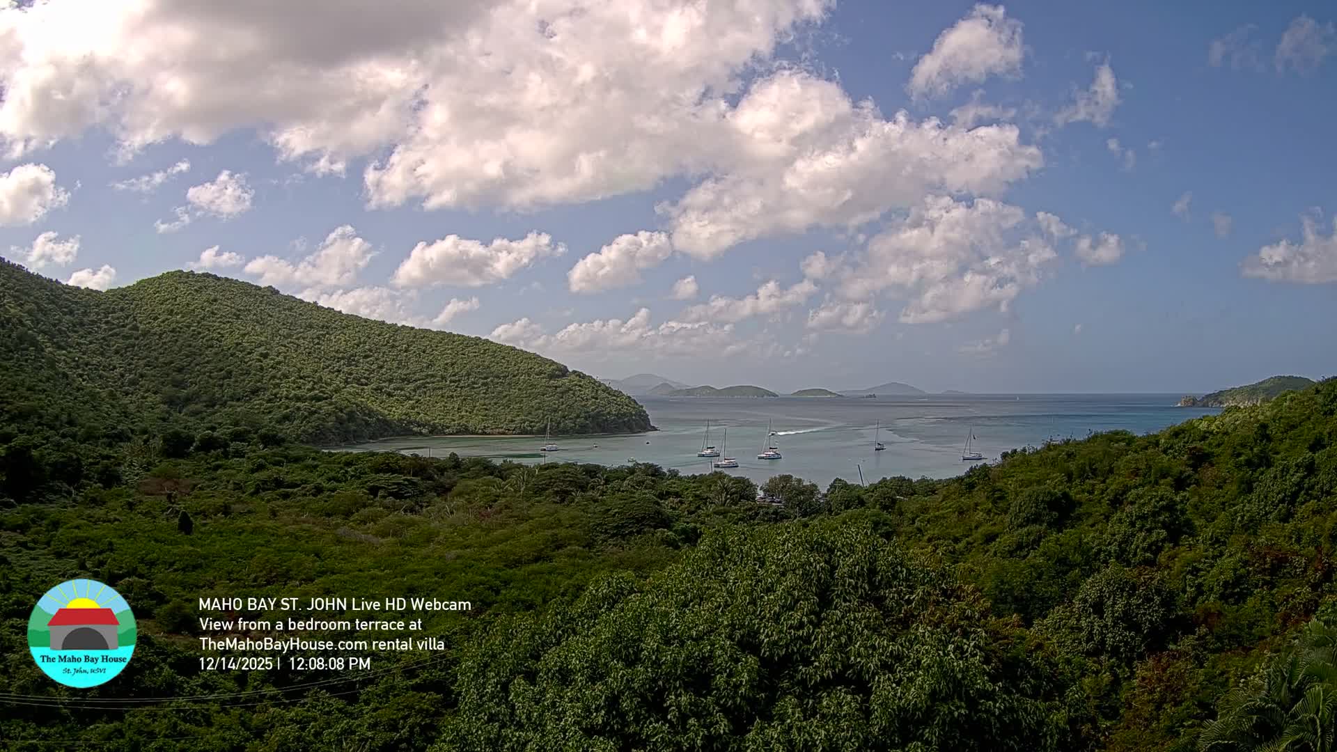 St. John, Maho Bay Skyline Live Cam - Central, St. John, United States Virgin Islands, USA