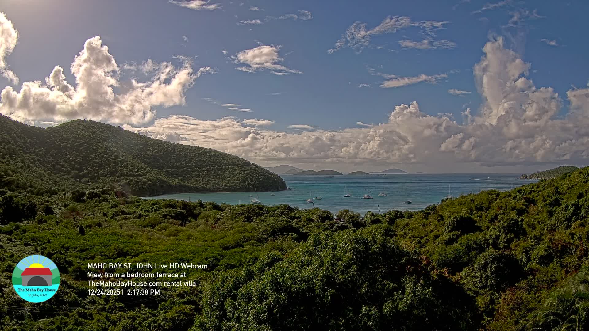 St. John, Maho Bay Skyline Live Cam - Central, St. John, United States Virgin Islands, USA
