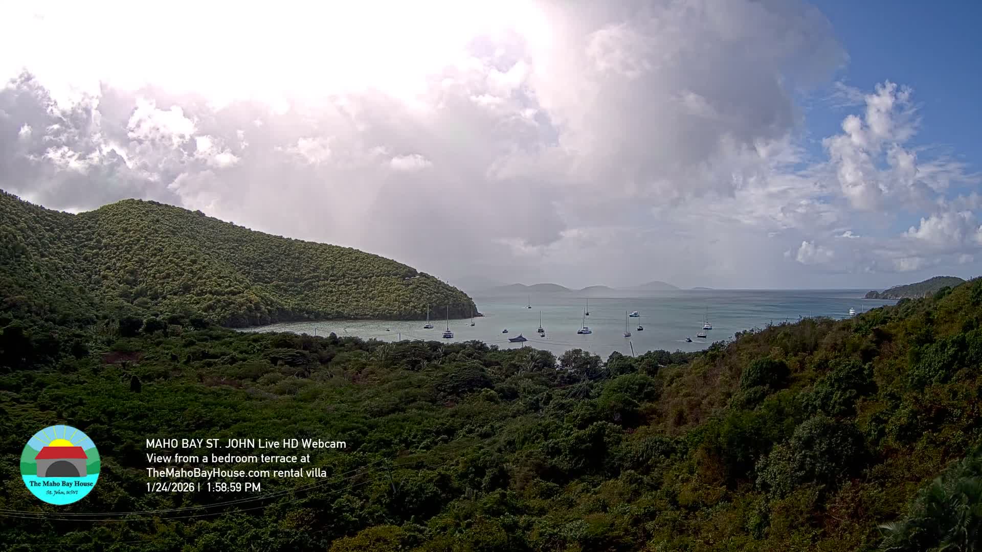 St. John, Maho Bay Skyline Live Cam - Central, St. John, United States Virgin Islands, USA