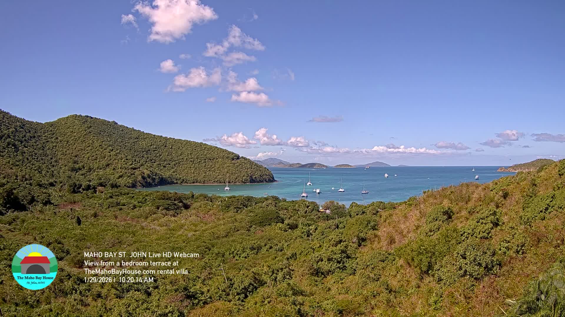 St. John, Maho Bay Skyline Live Cam - Central, St. John, United States Virgin Islands, USA