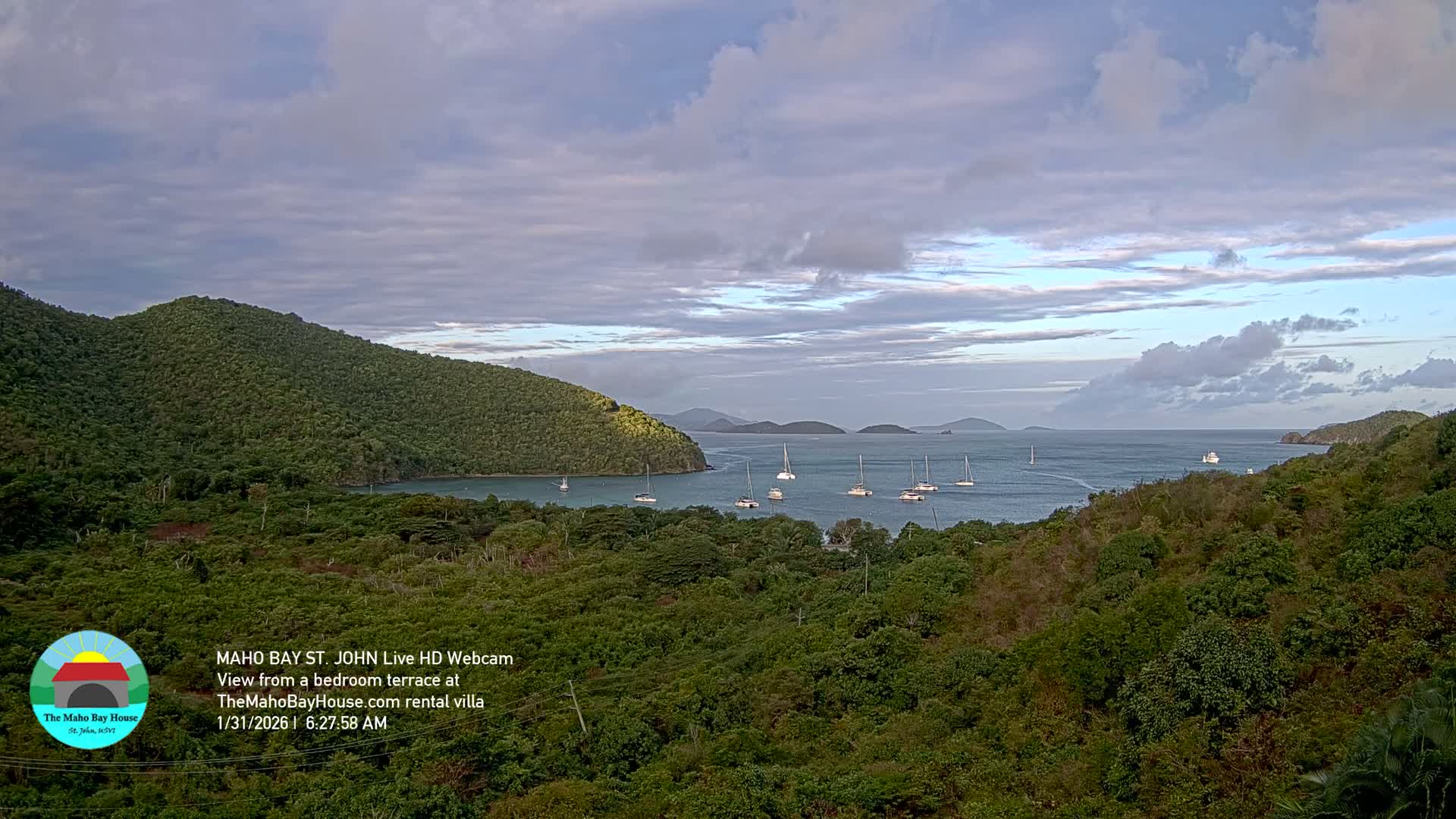 St. John, Maho Bay Skyline Live Cam - Central, St. John, United States Virgin Islands, USA