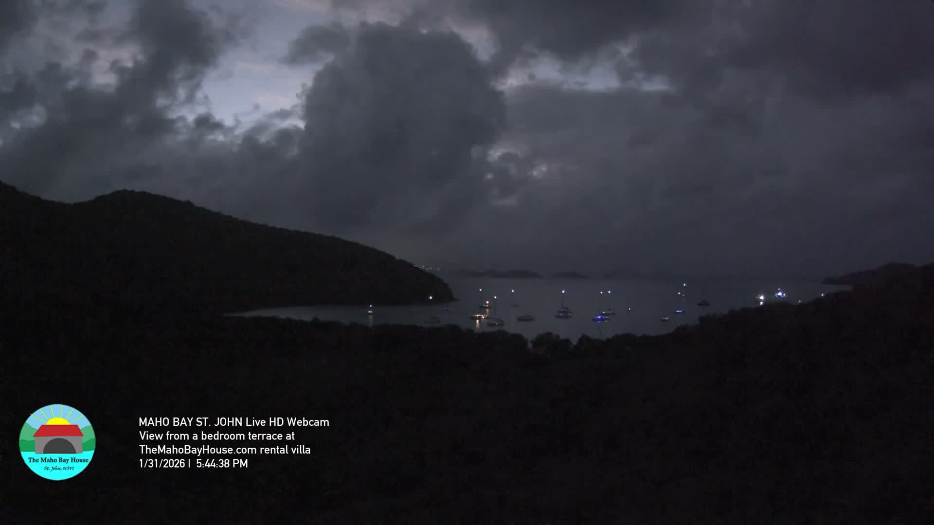 St. John, Maho Bay Skyline Live Cam - Central, St. John, United States Virgin Islands, USA