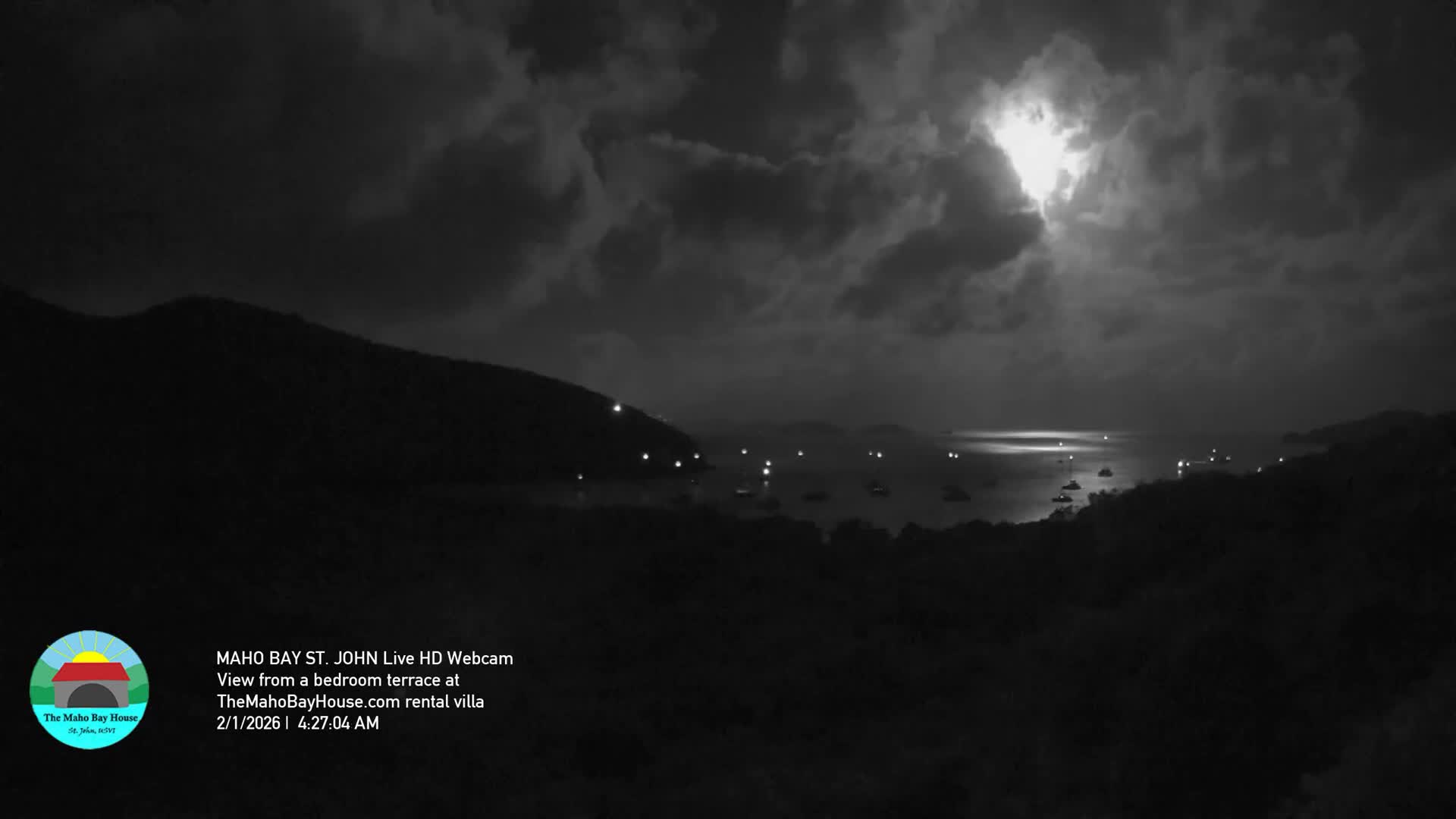 St. John, Maho Bay Skyline Live Cam - Central, St. John, United States Virgin Islands, USA