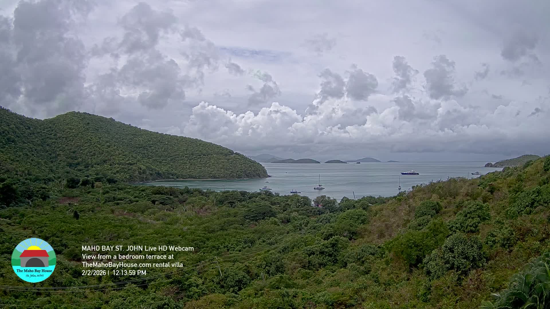 St. John, Maho Bay Skyline Live Cam - Central, St. John, United States Virgin Islands, USA
