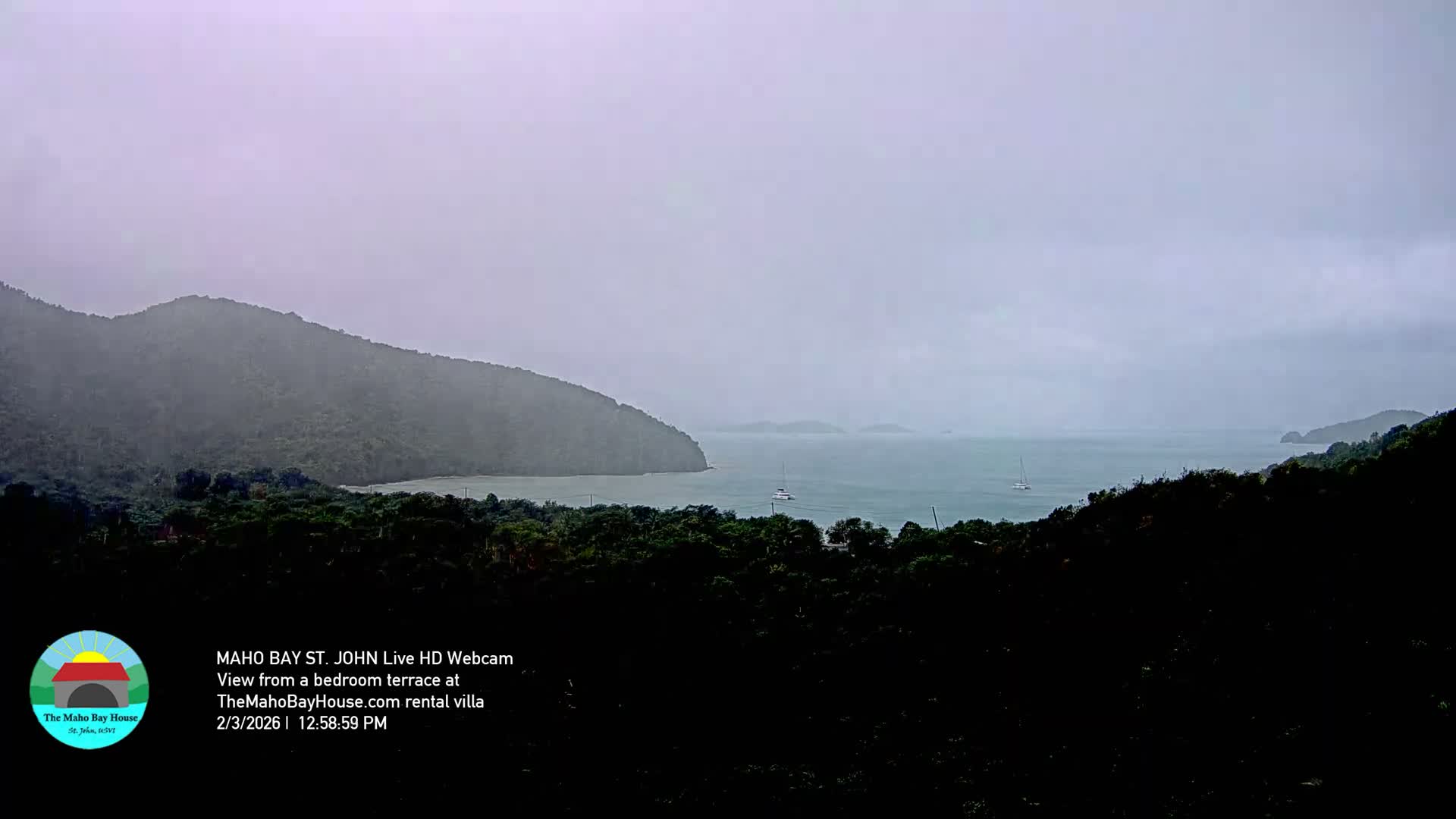 St. John, Maho Bay Skyline Live Cam - Central, St. John, United States Virgin Islands, USA
