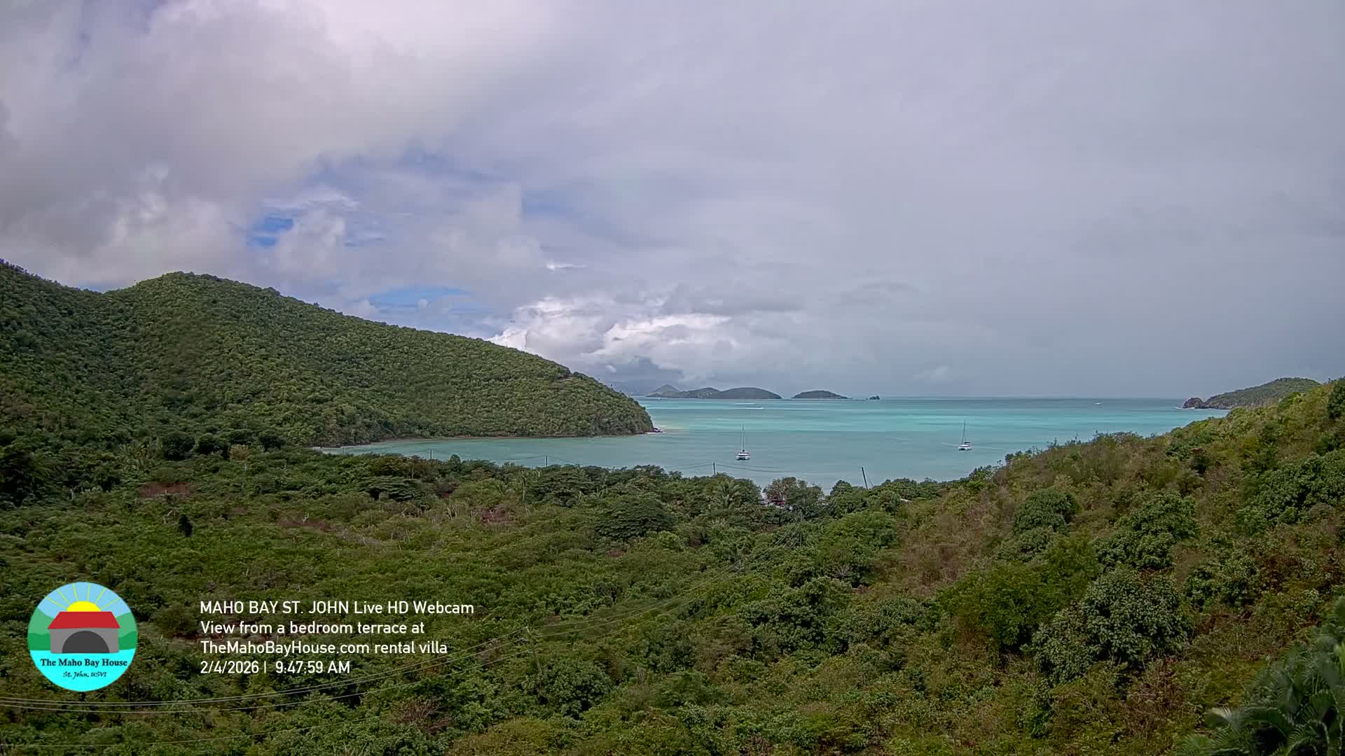 St. John, Maho Bay Skyline Live Cam - Central, St. John, United States Virgin Islands, USA
