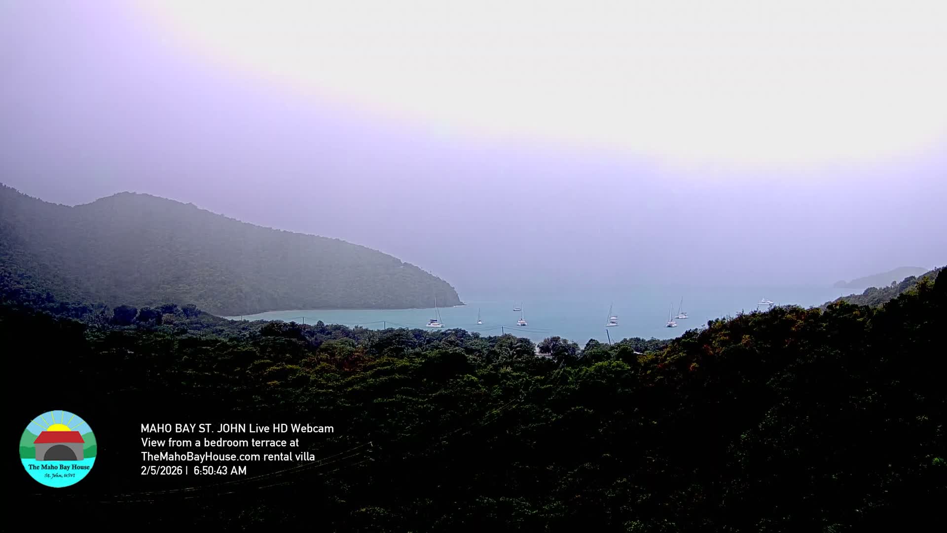 St. John, Maho Bay Skyline Live Cam - Central, St. John, United States Virgin Islands, USA