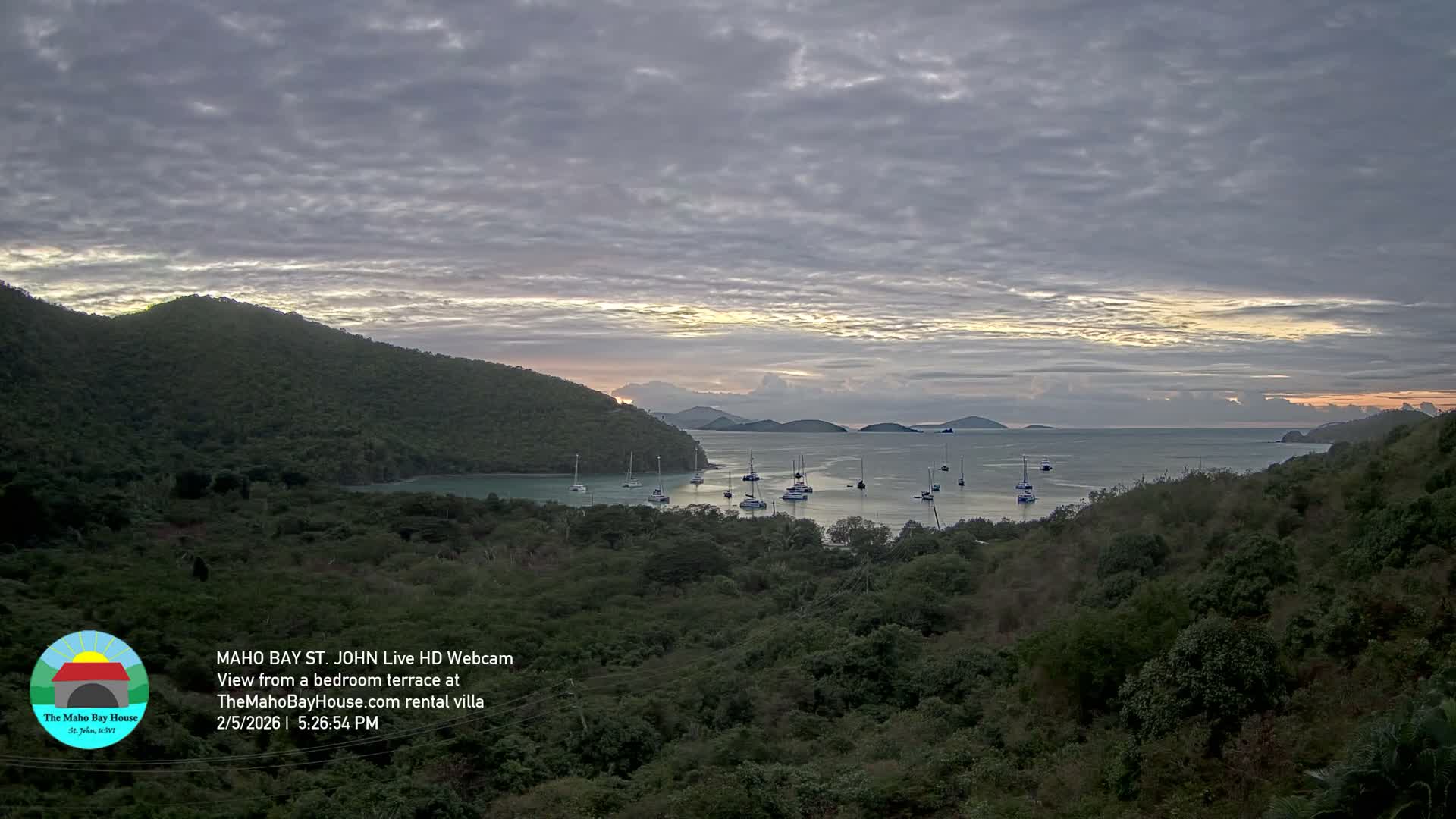 St. John, Maho Bay Skyline Live Cam - Central, St. John, United States Virgin Islands, USA