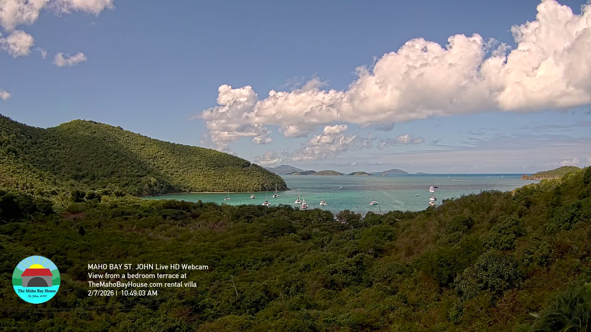 St. John, Maho Bay Skyline Live Cam - Central, St. John, United States Virgin Islands, USA