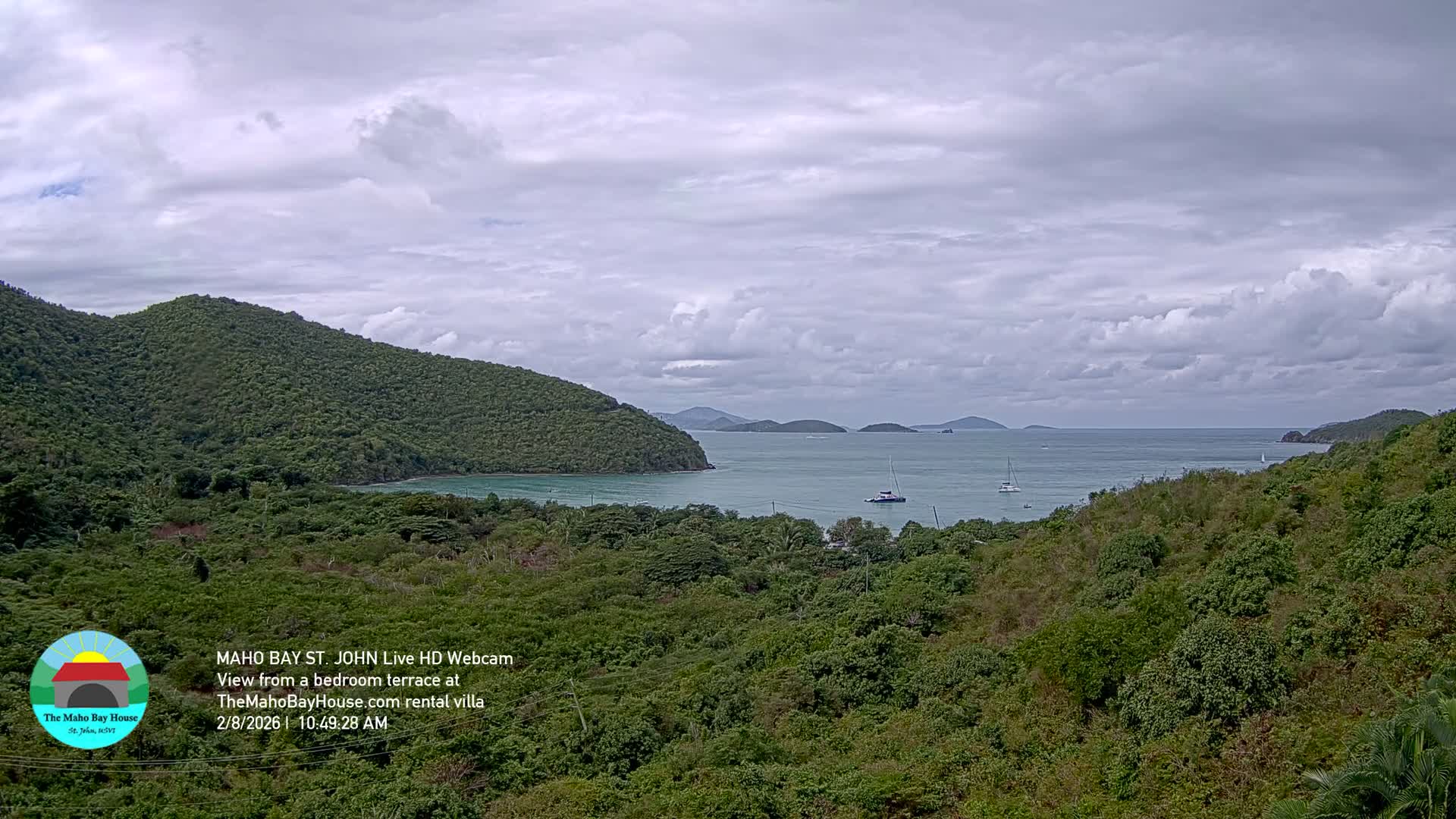 St. John, Maho Bay Skyline Live Cam - Central, St. John, United States Virgin Islands, USA