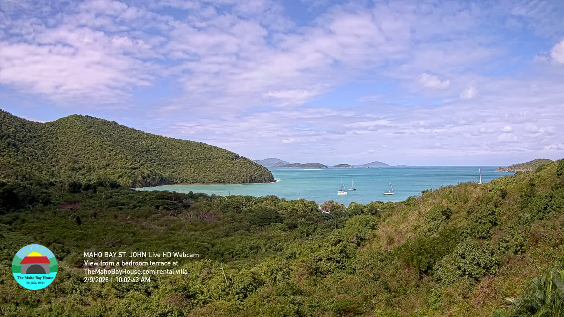 St. John, Maho Bay Skyline Live Cam - Central, St. John, United States Virgin Islands, USA