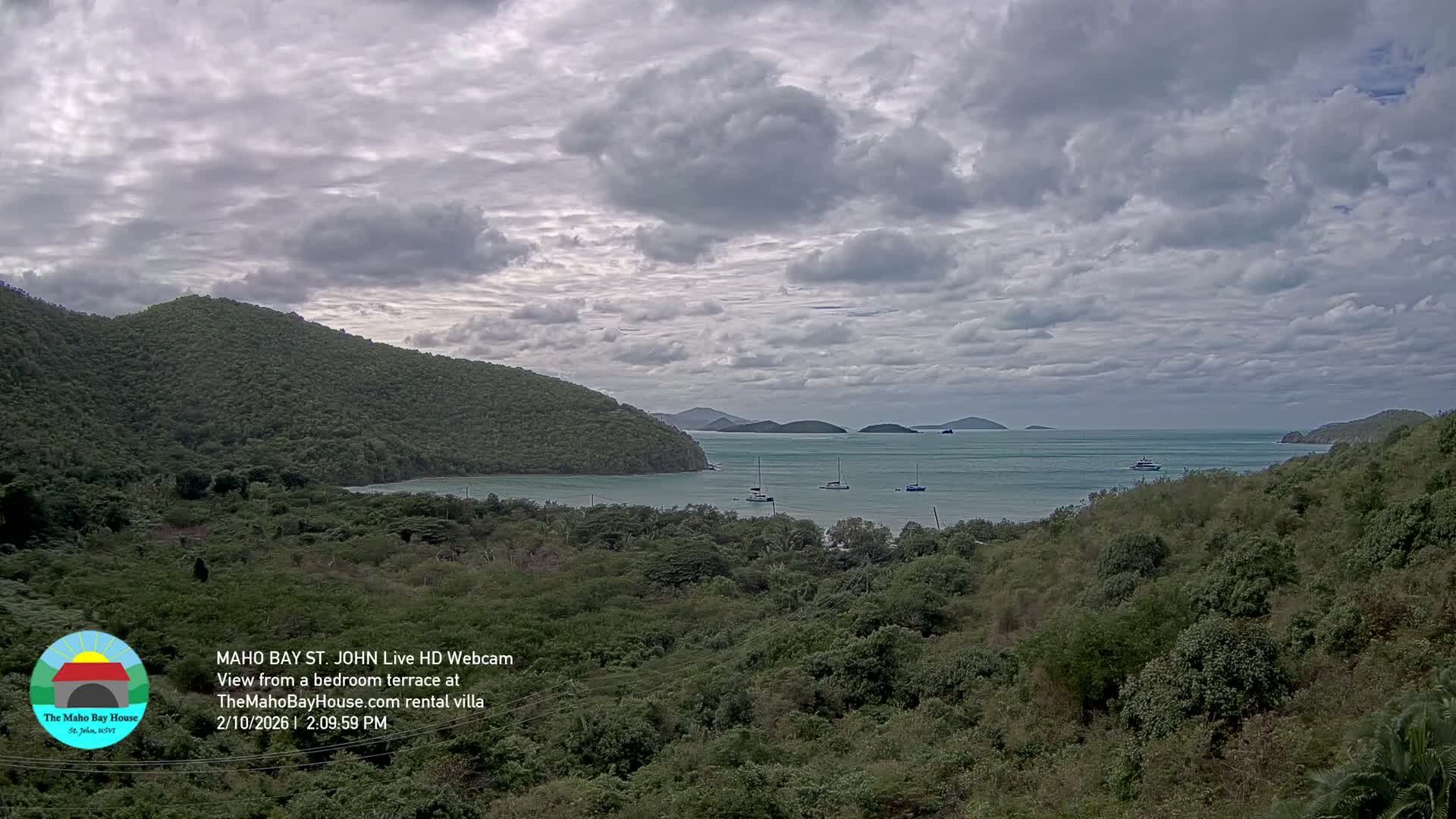 St. John, Maho Bay Skyline Live Cam - Central, St. John, United States Virgin Islands, USA