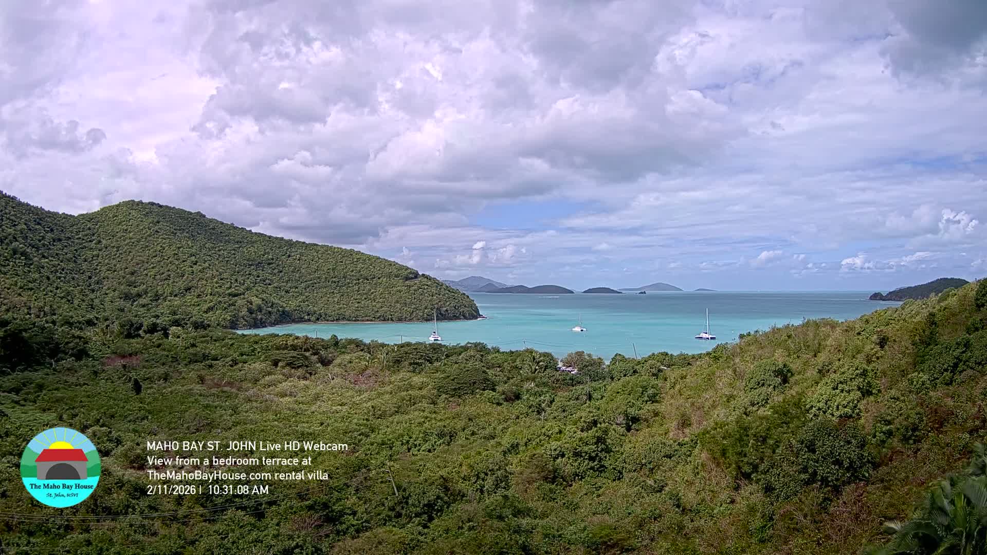 St. John, Maho Bay Skyline Live Cam - Central, St. John, United States Virgin Islands, USA