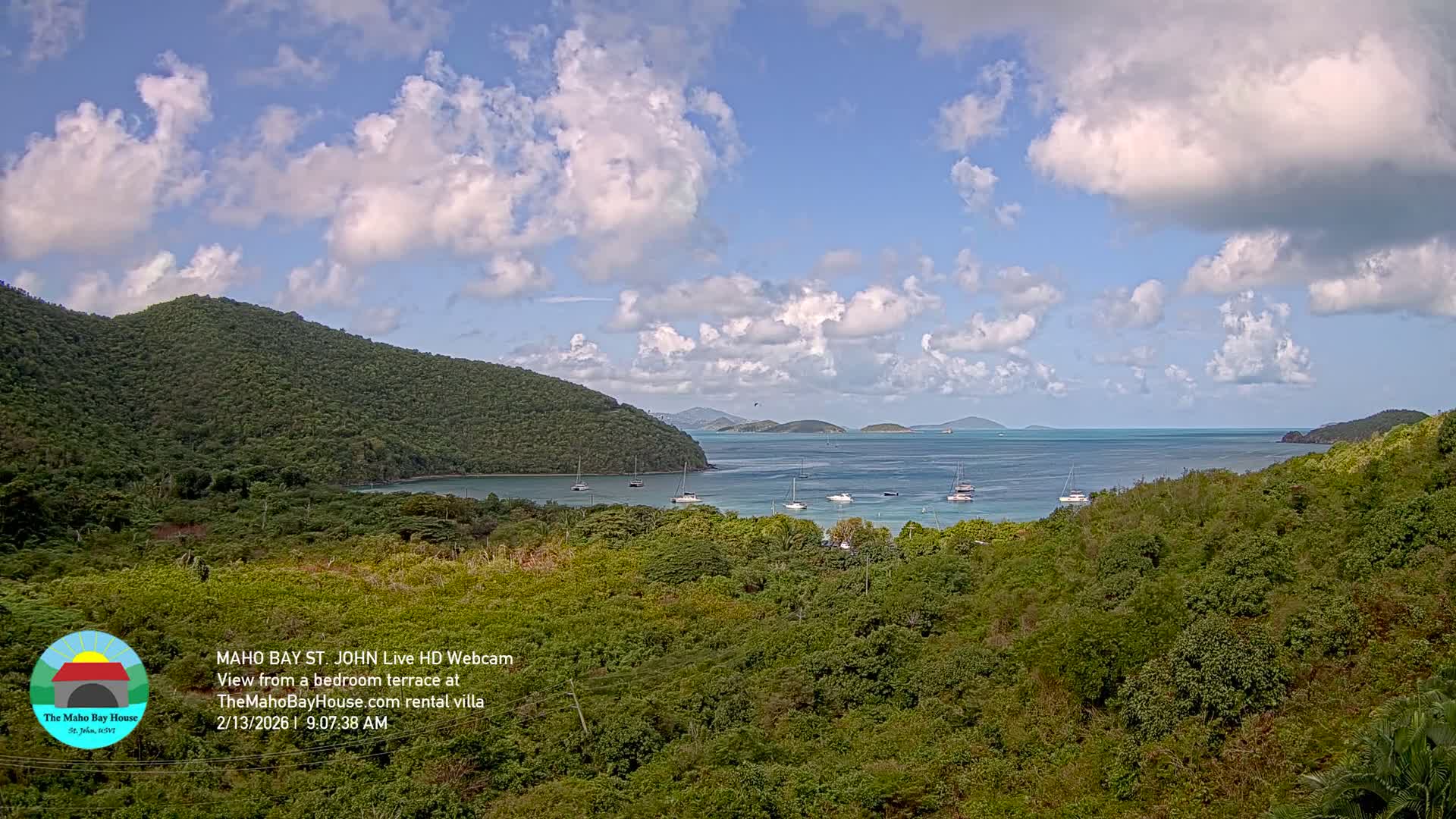 St. John, Maho Bay Skyline Live Cam - Central, St. John, United States Virgin Islands, USA