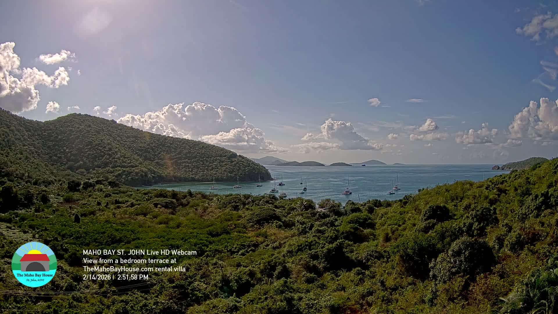 St. John, Maho Bay Skyline Live Cam - Central, St. John, United States Virgin Islands, USA