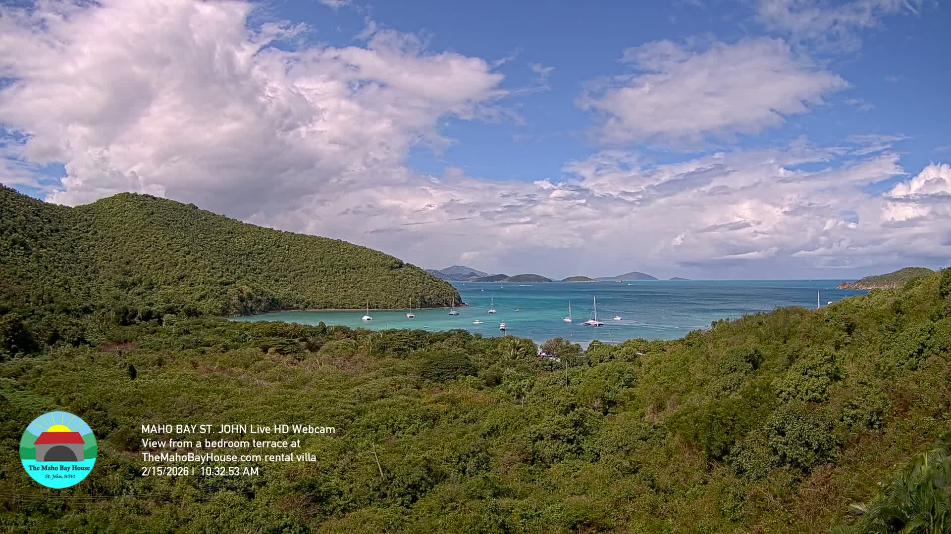 St. John, Maho Bay Skyline Live Cam - Central, St. John, United States Virgin Islands, USA