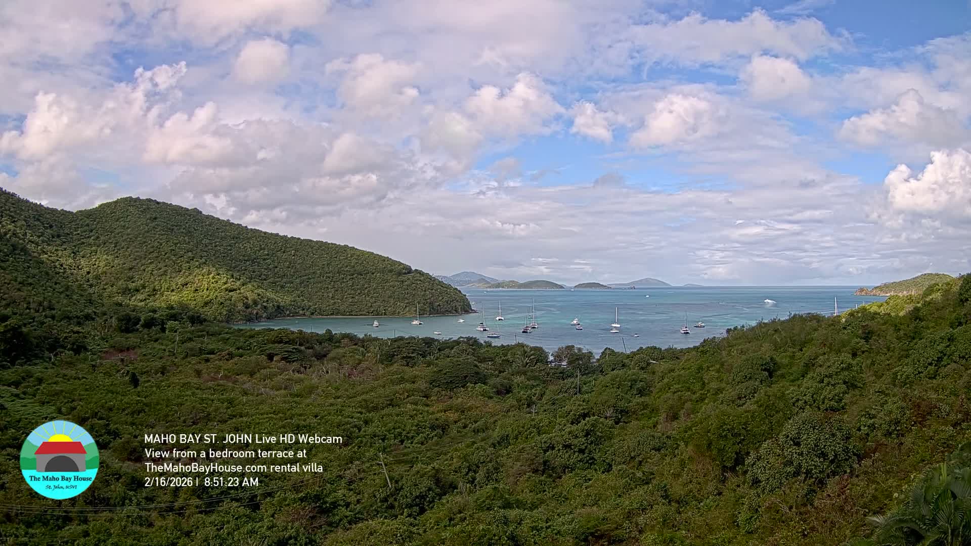 St. John, Maho Bay Skyline Live Cam - Central, St. John, United States Virgin Islands, USA