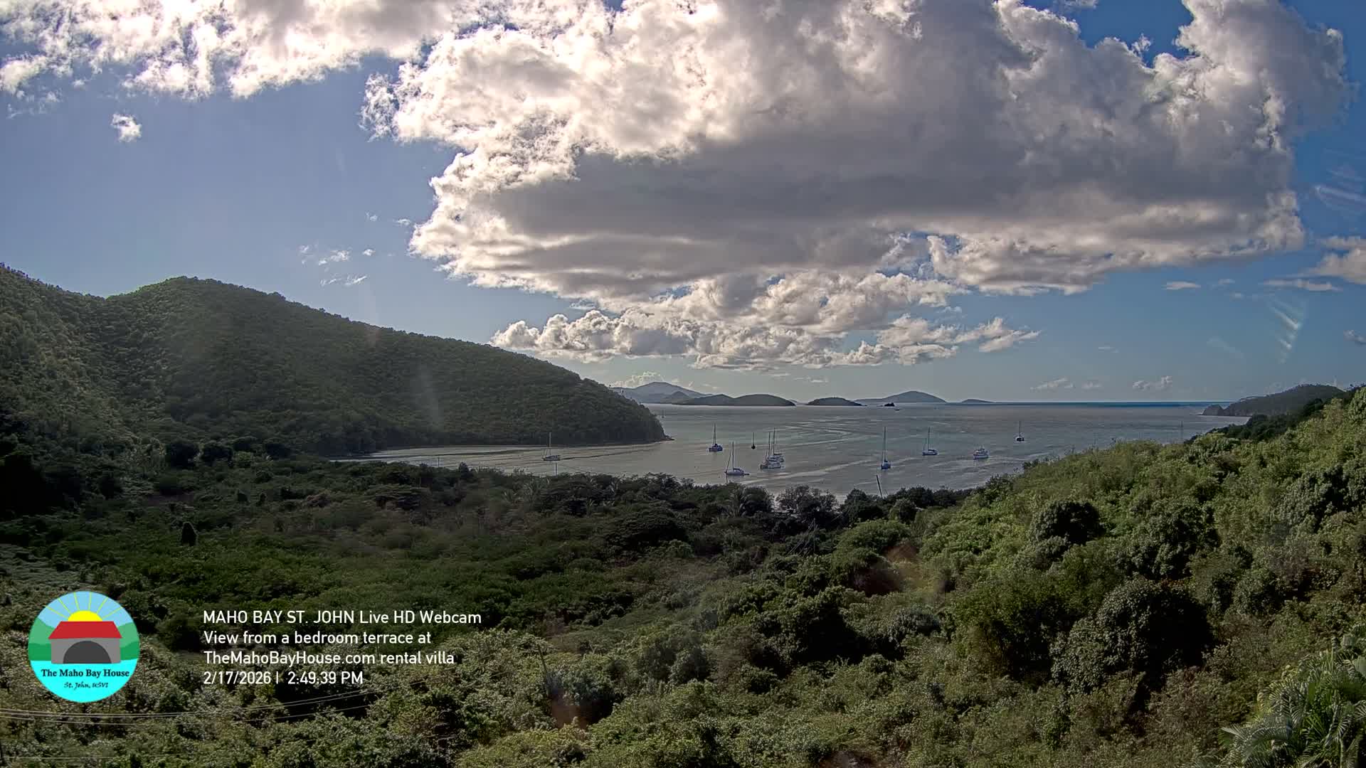 St. John, Maho Bay Skyline Live Cam - Central, St. John, United States Virgin Islands, USA