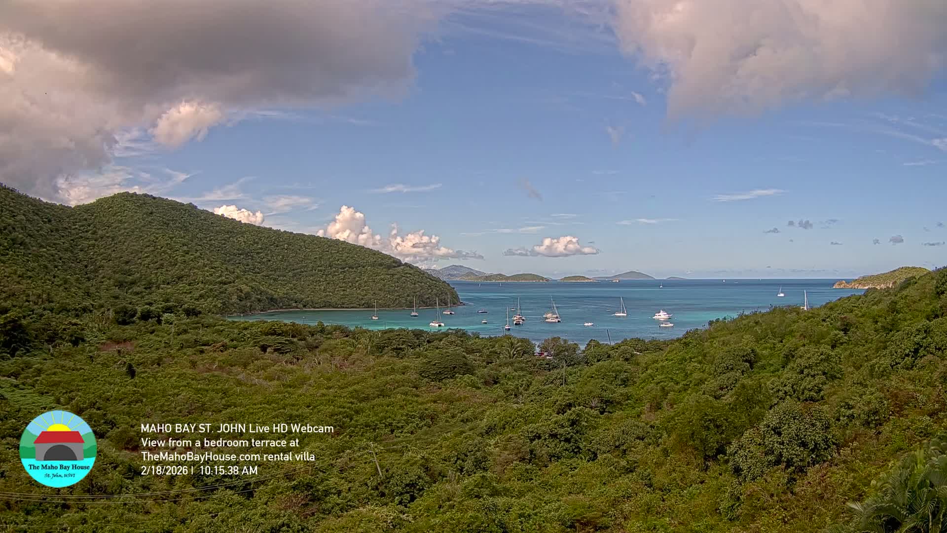 St. John, Maho Bay Skyline Live Cam - Central, St. John, United States Virgin Islands, USA