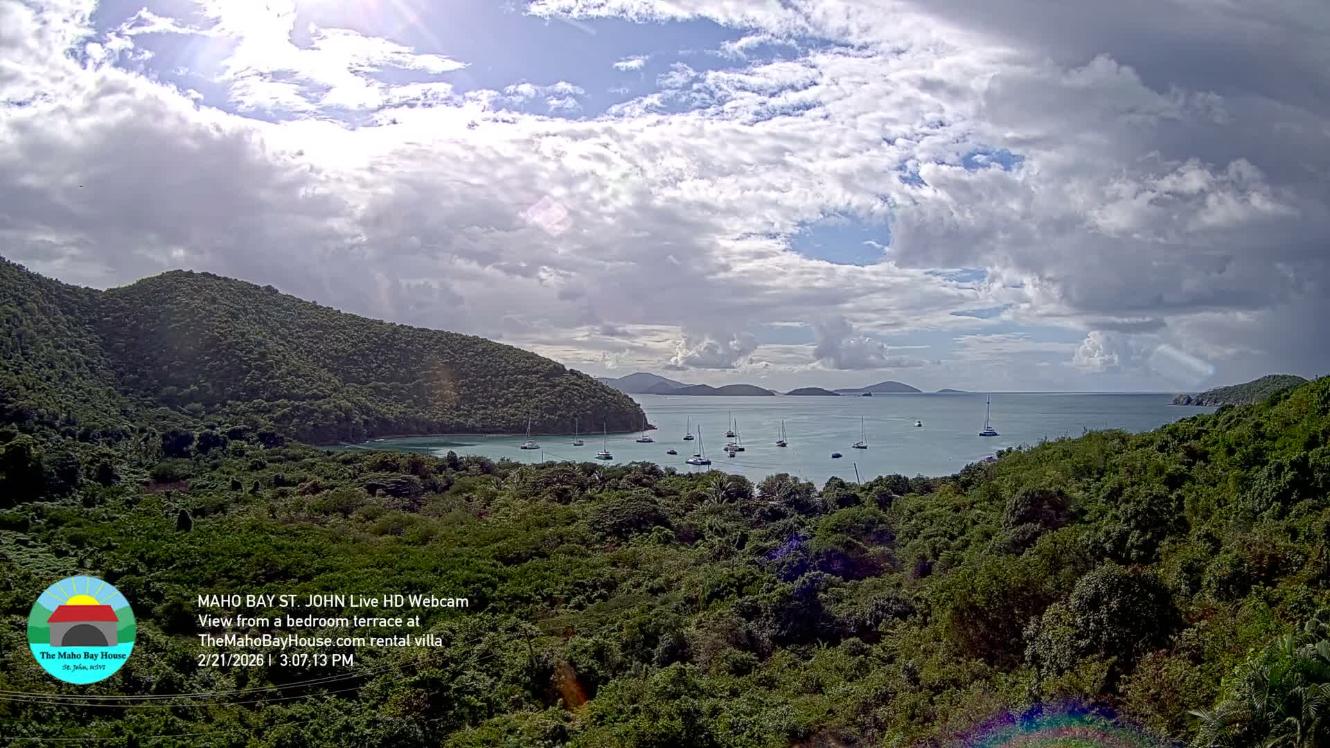 St. John, Maho Bay Skyline Live Cam - Central, St. John, United States Virgin Islands, USA