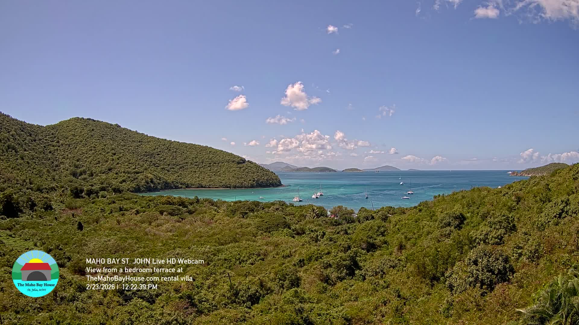 St. John, Maho Bay Skyline Live Cam - Central, St. John, United States Virgin Islands, USA